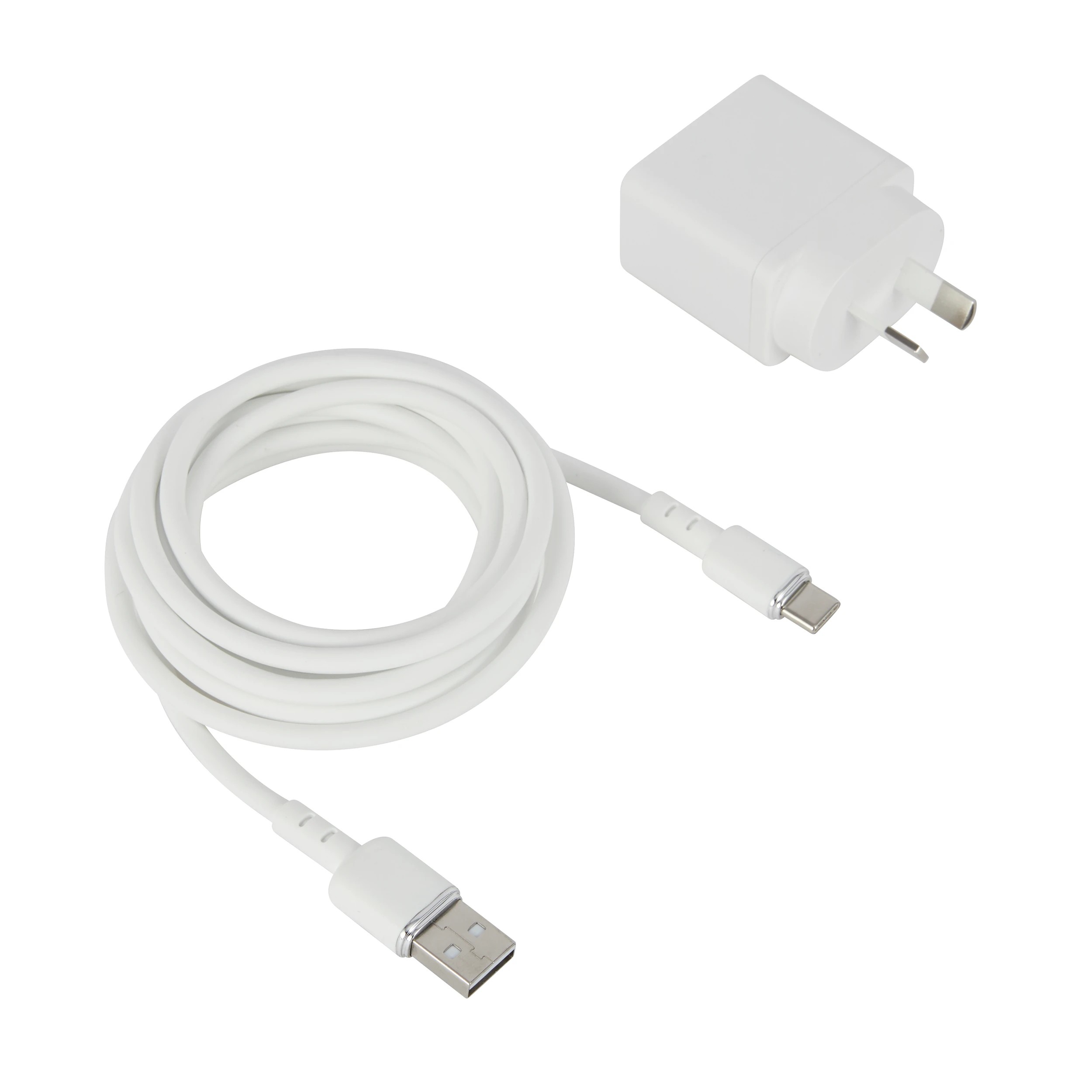 2 Wall USB Charger with USB-A to USB-C - White, 2 of 8