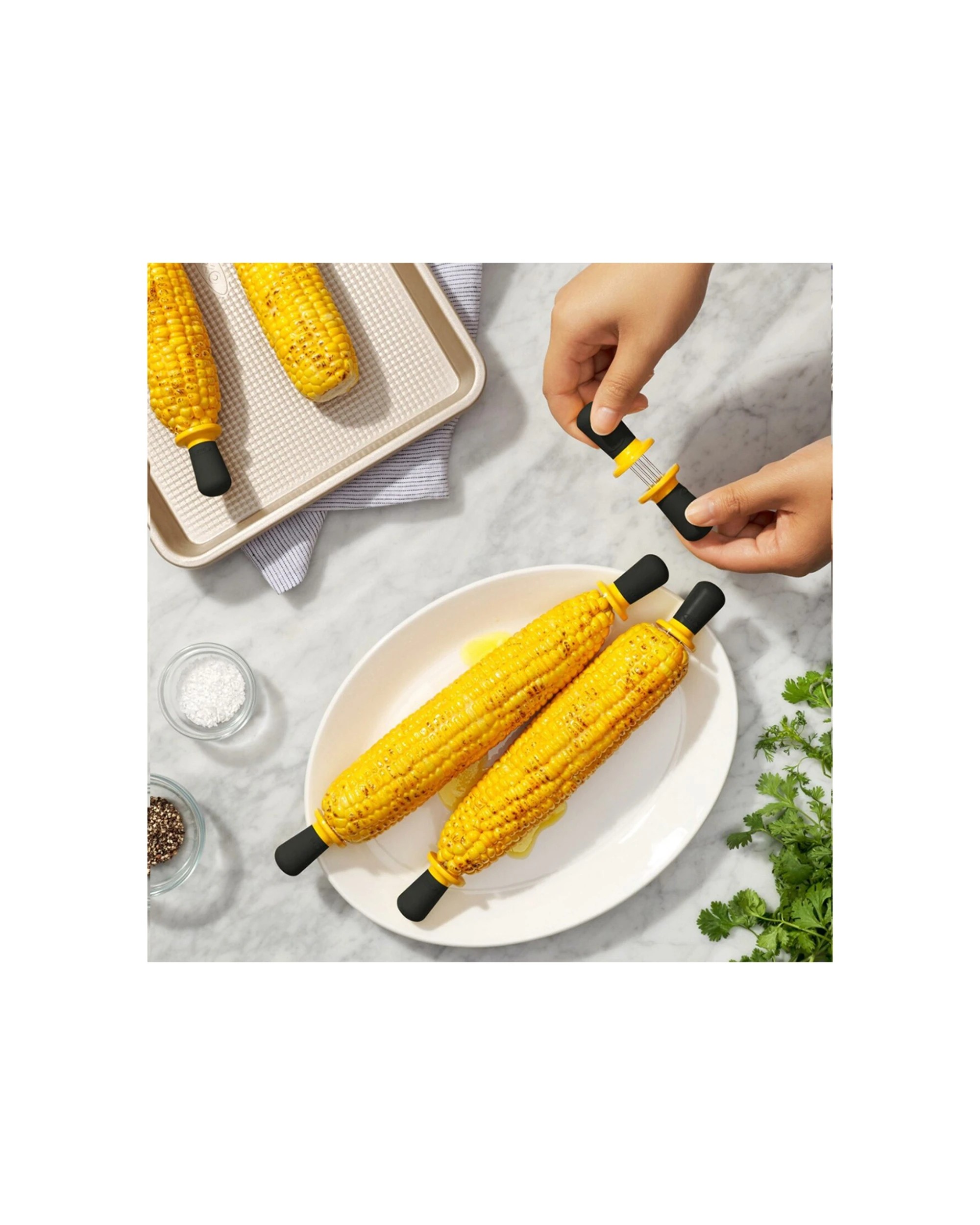 2 Oxo 8 Pack Corn Holders With Stainless Steel Pins And Butter Barrier Secure Grip - Black, 2 of 5