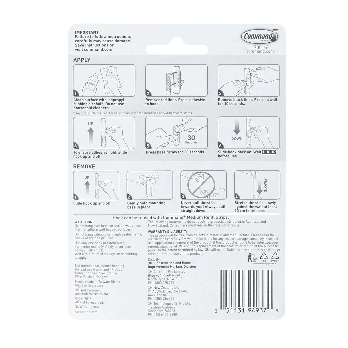 4 6 Pack 3M Command Mounting Hooks - Medium - White, 4 of 4