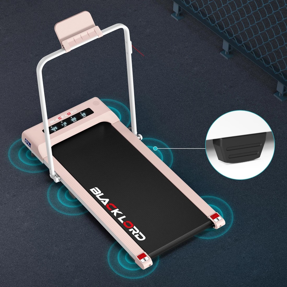 5 Black Lord Treadmill Electric Walking Pad Under Desk Foldable 40cm Belt - Pink, 5 of 10