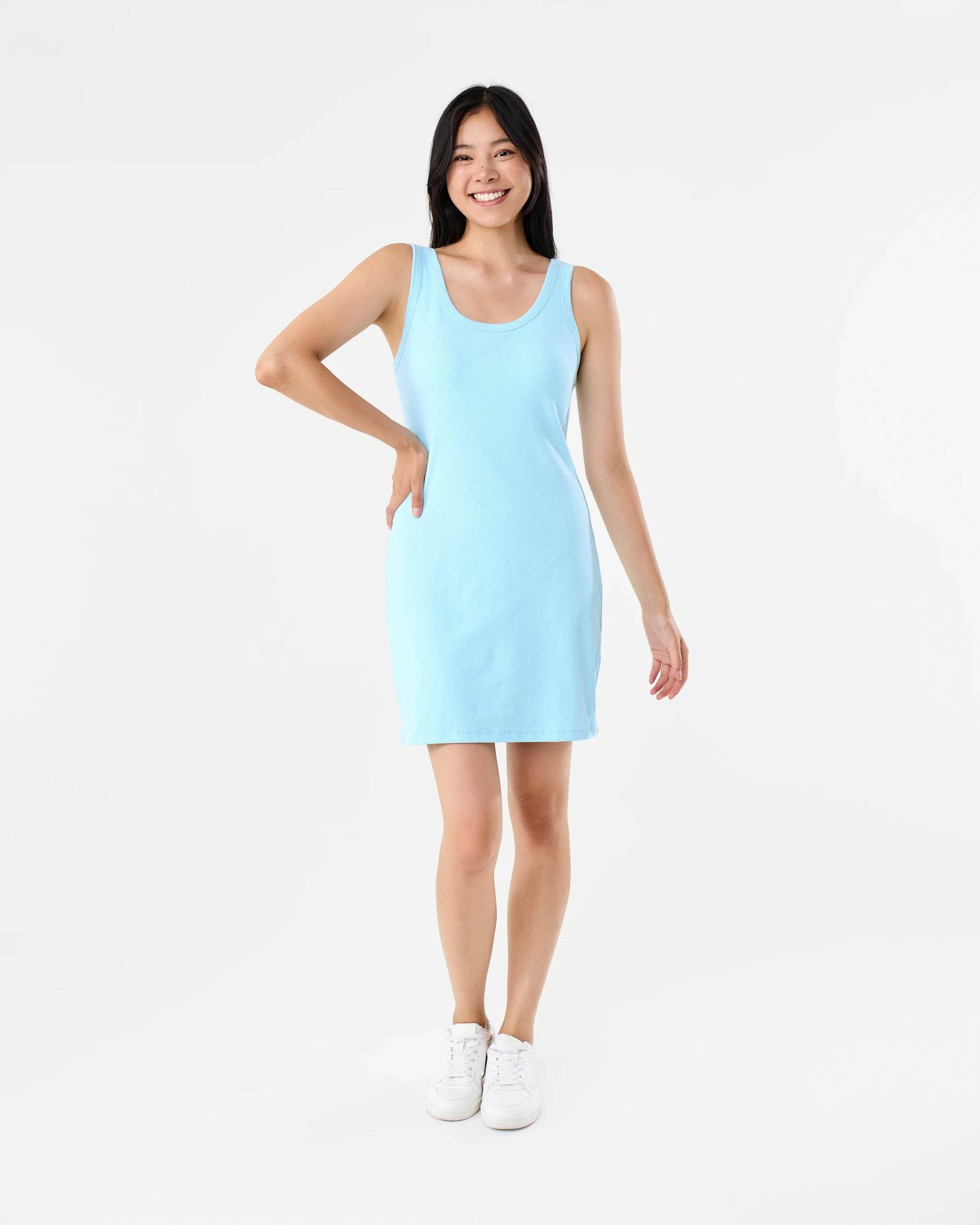 7 Sleeveless Crew Neck Padded Mini Dress Iced Blue, 7 of 7