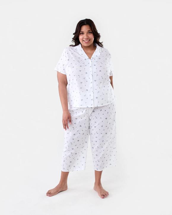 Short Sleeve Top and 3/4 Pants Dobby Pyjama Set