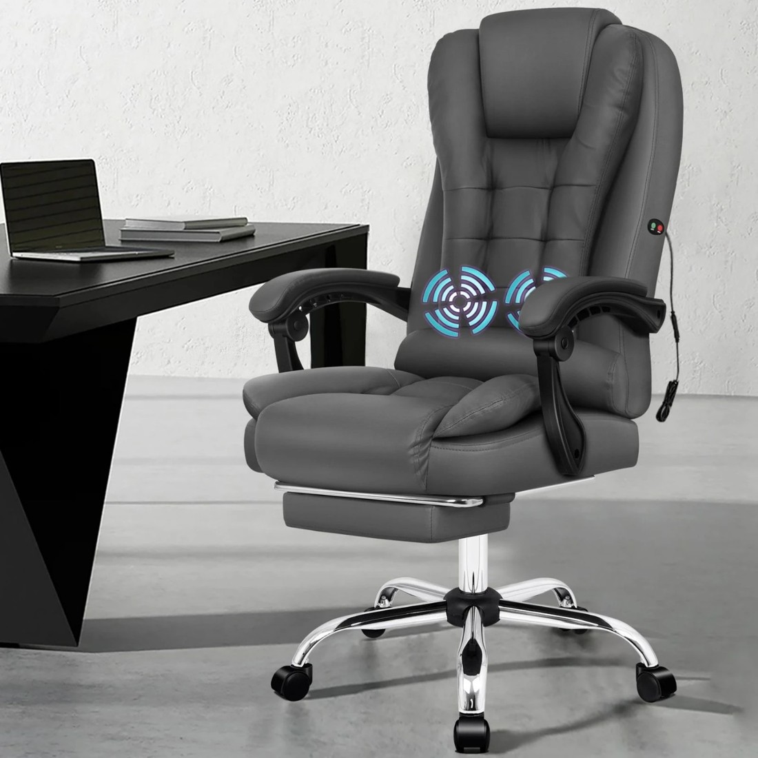 5 Alfordson Massage Office Chair Executive Seat Gaming Recliner Computer Racer - Grey, 5 of 10