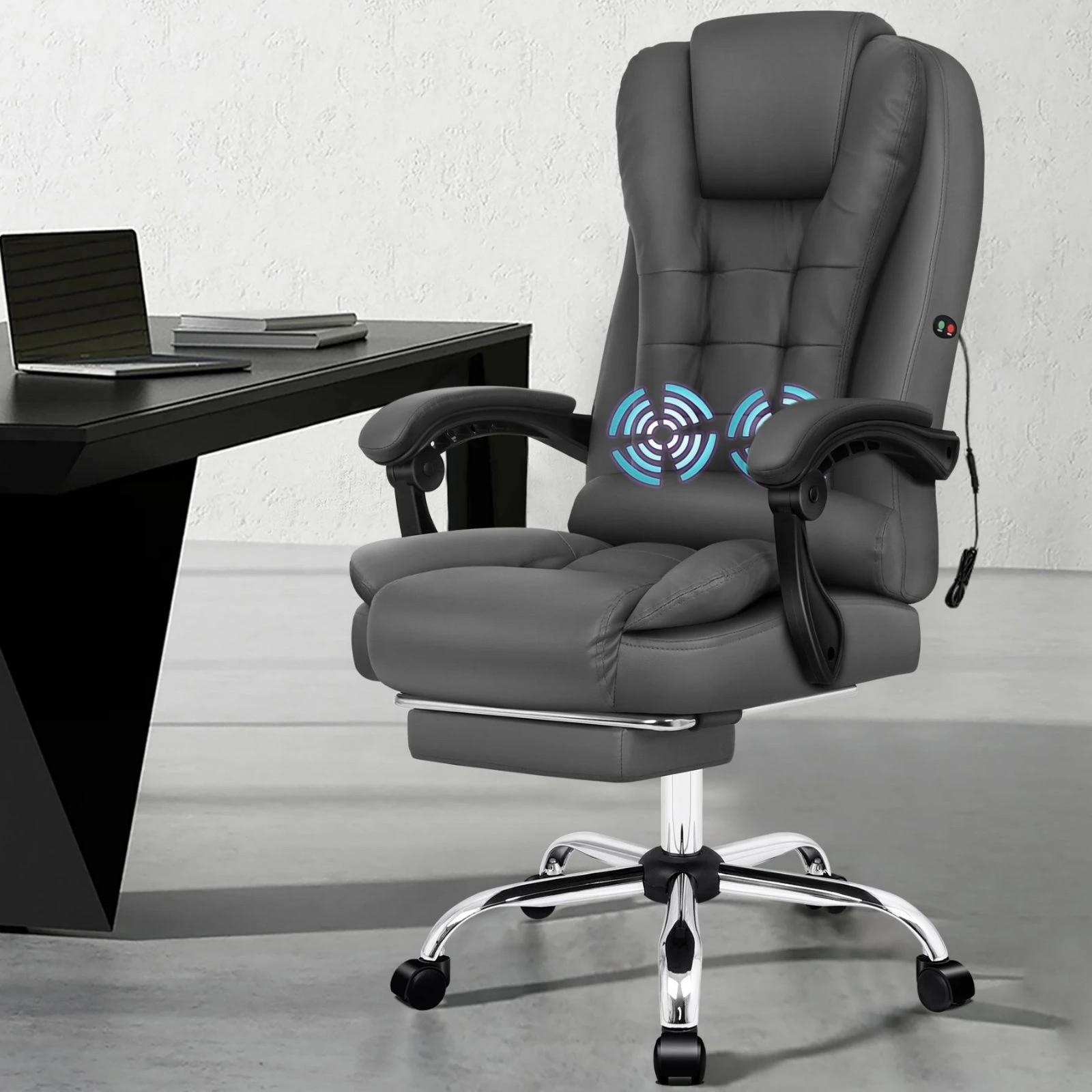 5 Alfordson Massage Office Chair Executive Seat Gaming Recliner Computer Racer - Grey, 5 of 10