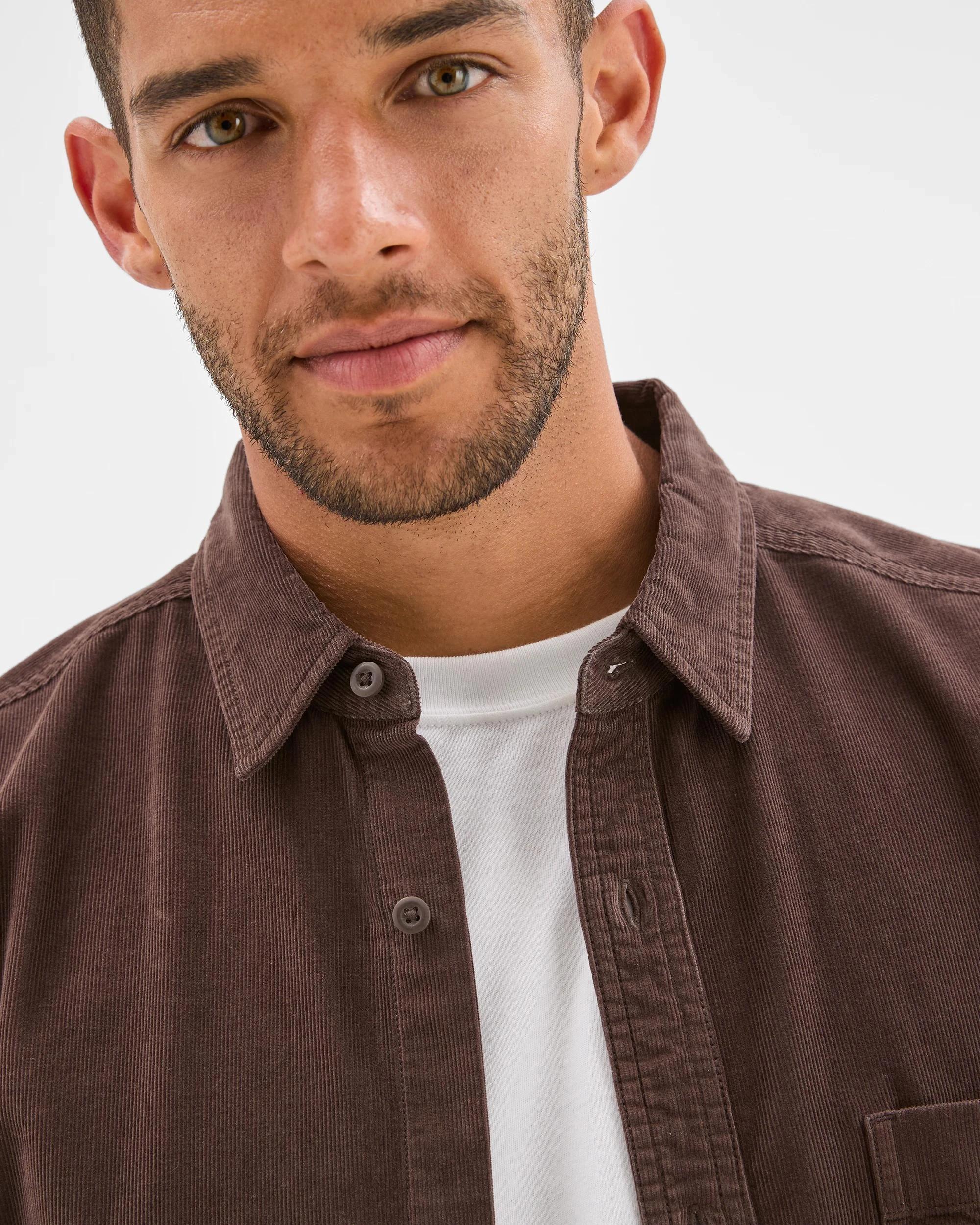 5 Target Man Australian Cotton Corduroy Shirt CHOCOLATE, 5 of 6