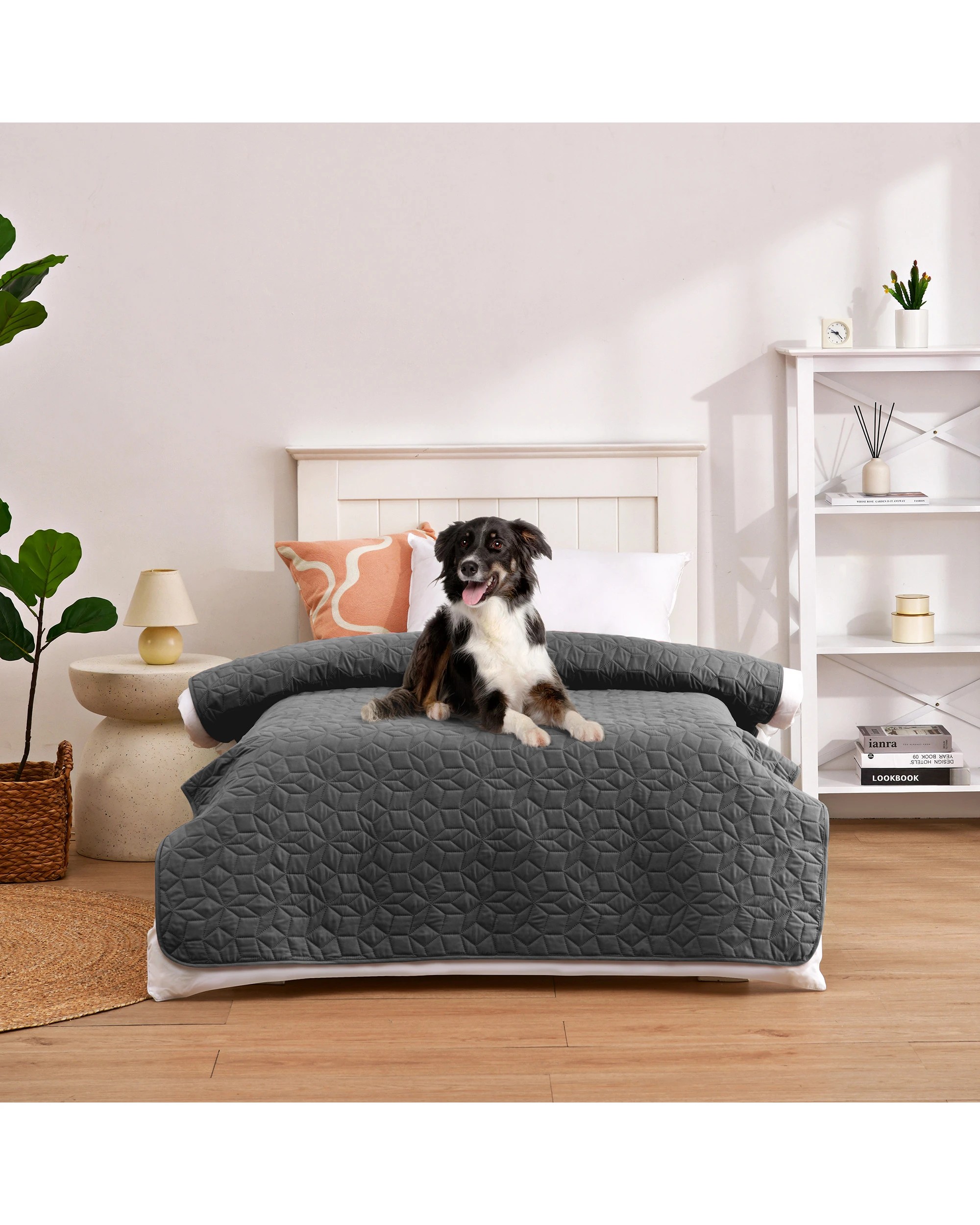 3 Charlie's Sofur Waterproof Dog Bed Cover Protector Single/King Single 132x208cm - King Single Bed - Charcoal, 3 of 10