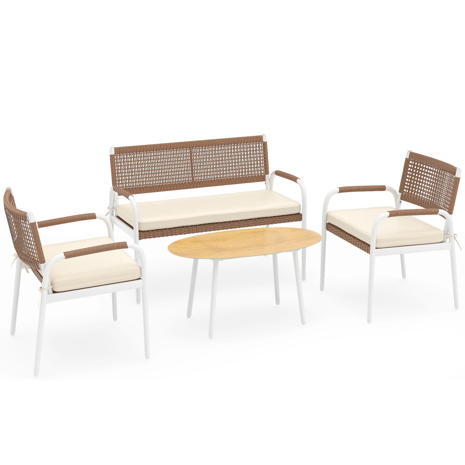 1 Costway 4PCS Patio Furniture Set Outdoor Wicker Conversation Sofa Set, 1 of 1