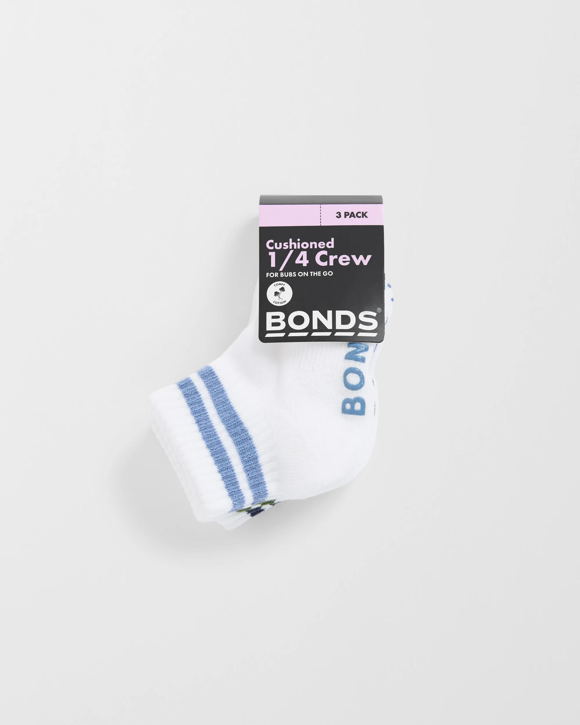 7 Bonds Baby 3 Pack Ultimate Comfort Quarter Crew Socks MULTI, 7 of 7