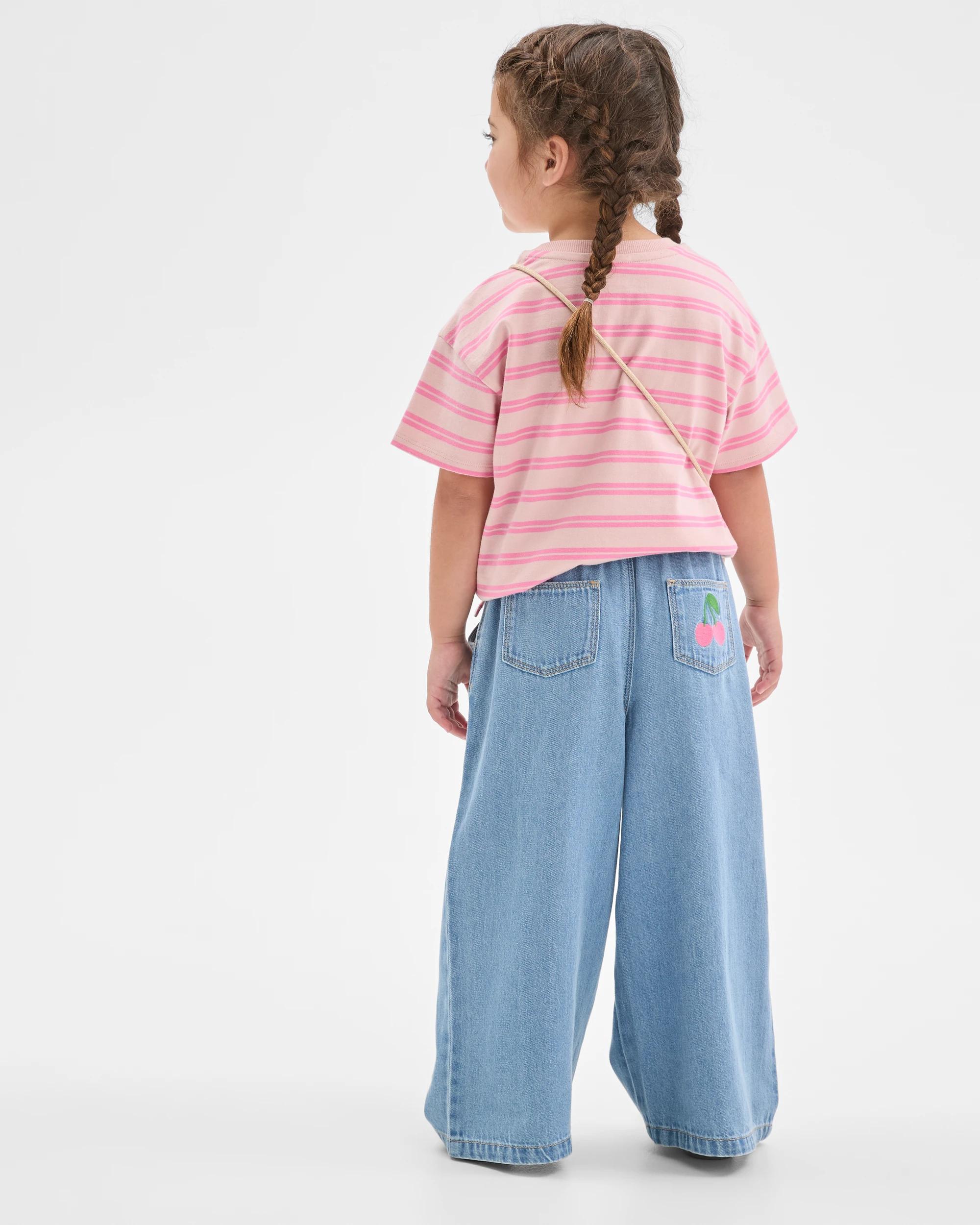 4 Target Kids Wide Leg Denim Jeans LIGHT WASH, 4 of 6