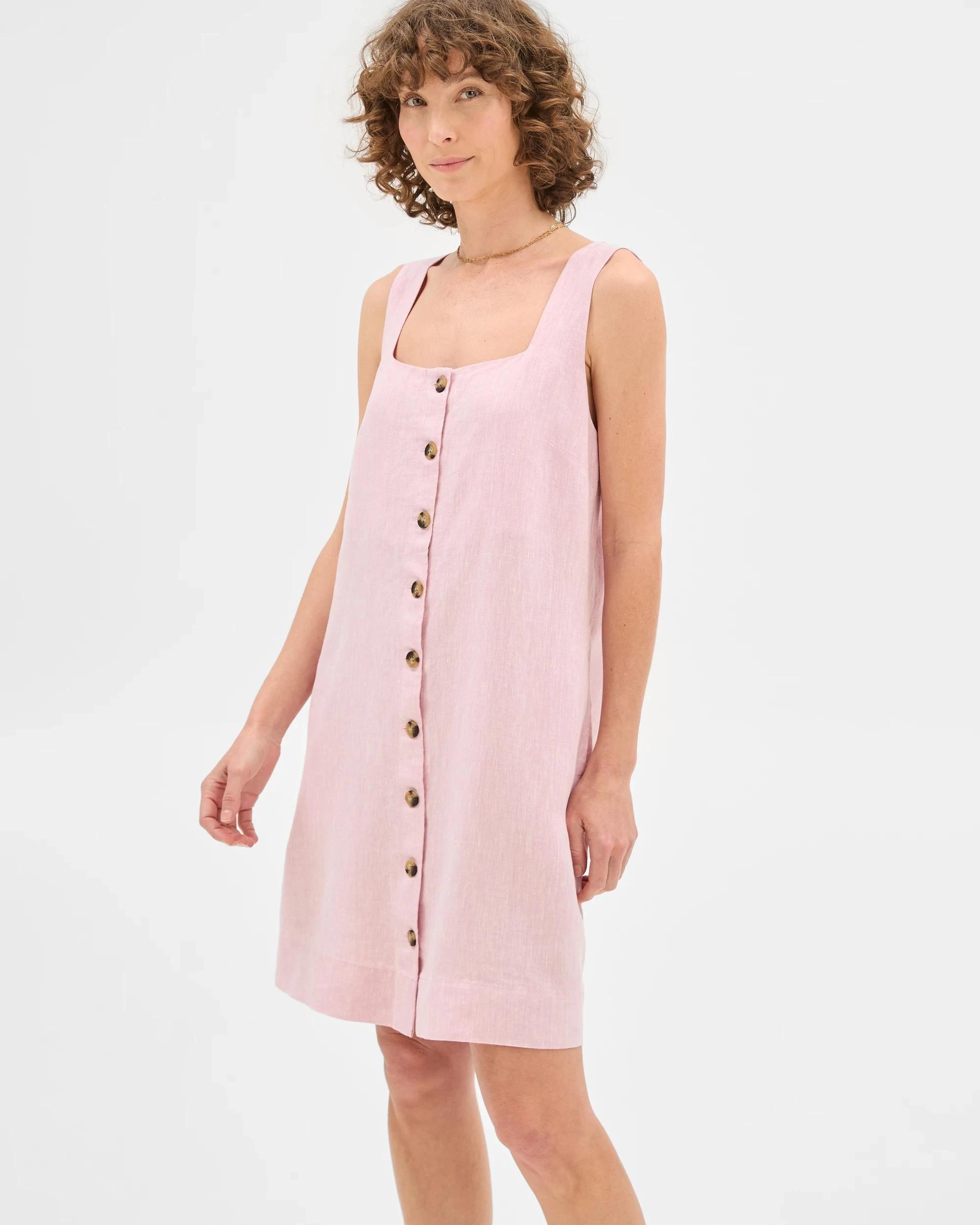 2 Target Woman European Linen Sleeveless A-Line Mini Dress PRETTY PINK X-DYE, 2 of 6