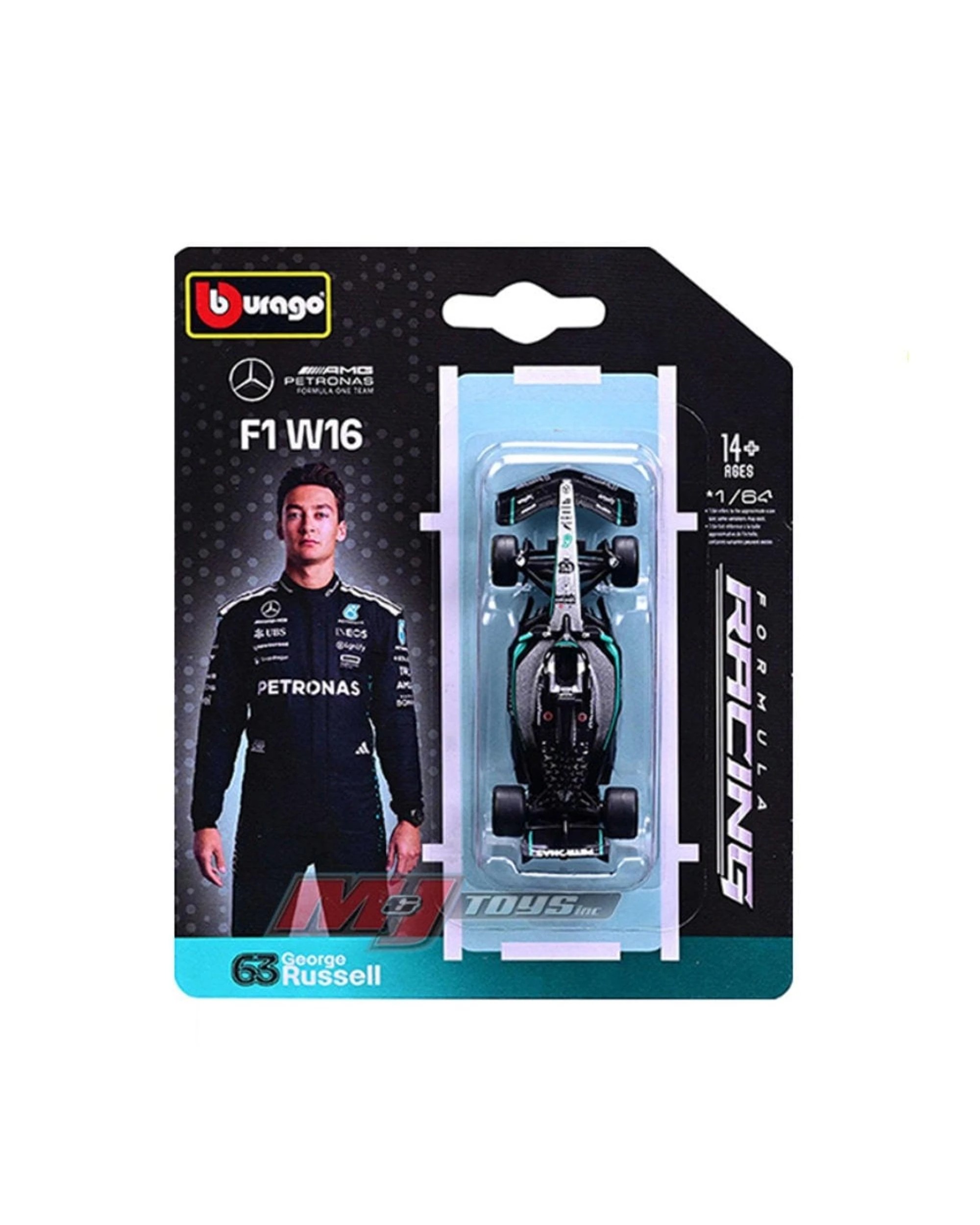 1 Bburago Mercedes-AMG F1 W16 2025 #63 George Russell 1:64 Scale, 1 of 4