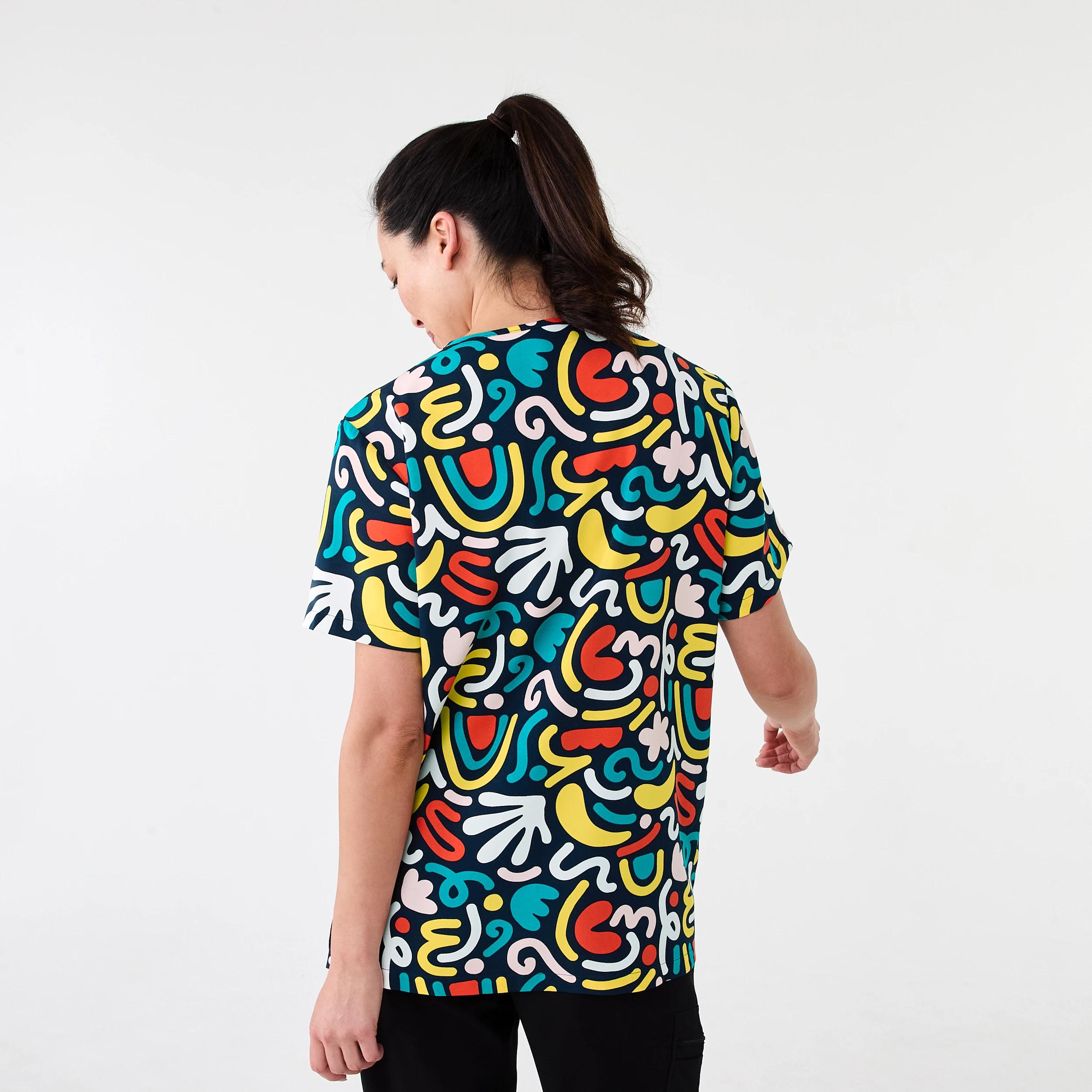 3 Unisex Short Sleeve Print Scrub Top Nvy Abstrc, 3 of 7