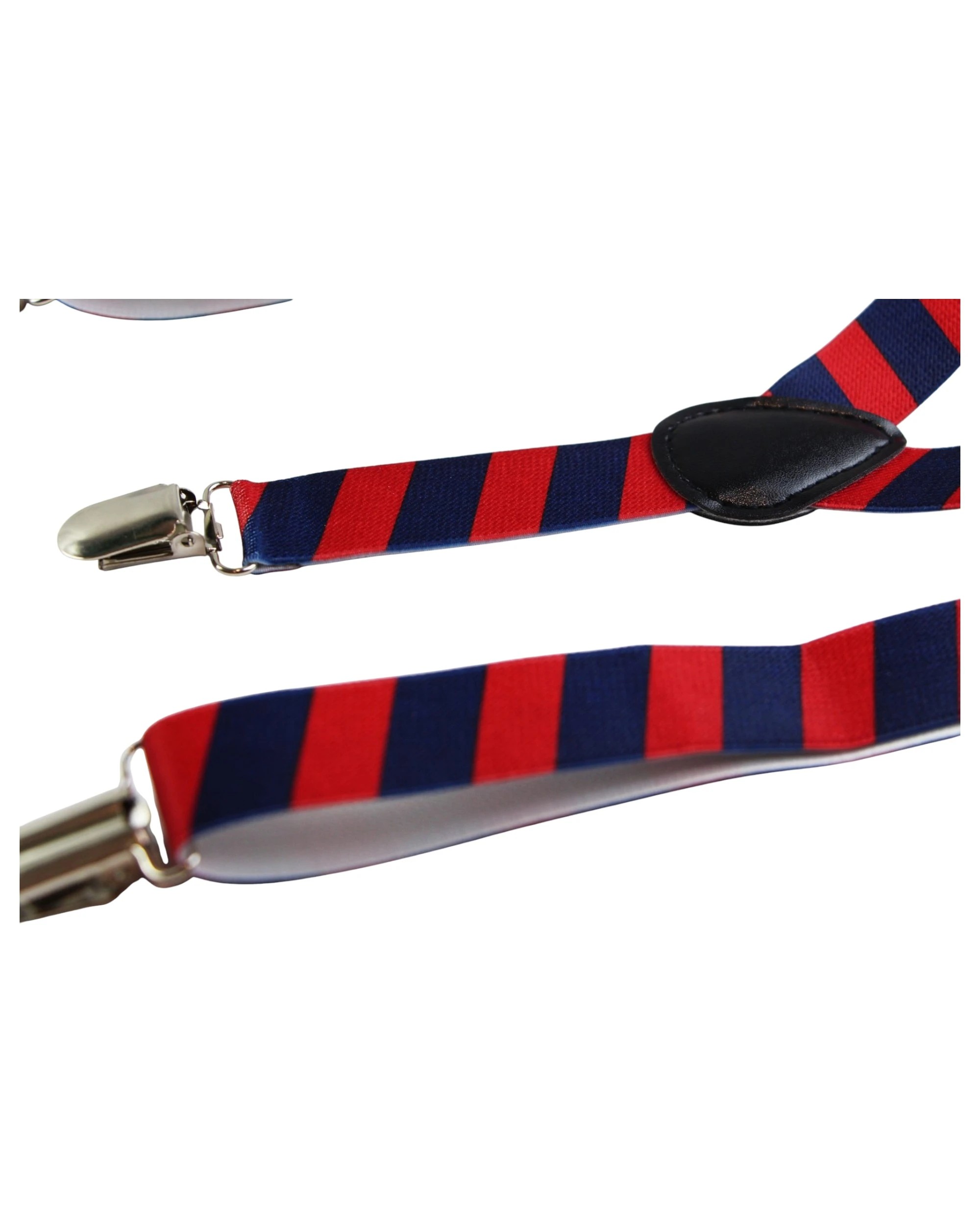 3 Zasel Boys Adjustable Red & Navy Diagonal Striped Patterned Suspenders - Multi - Multi, 3 of 5
