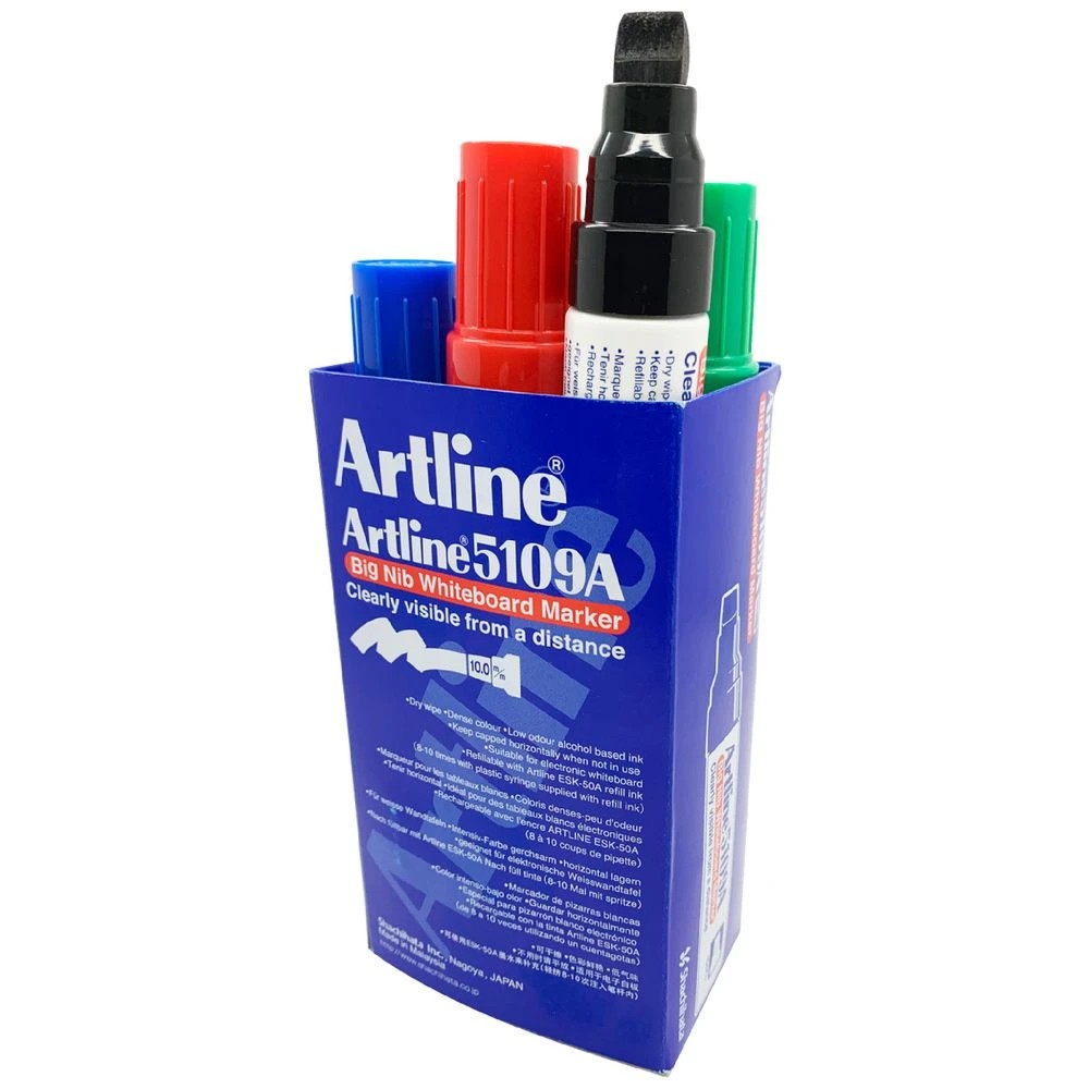 1 Artline 5109A Jumbo Whiteboard Markers Assorted 6 Pack, 1 of 2