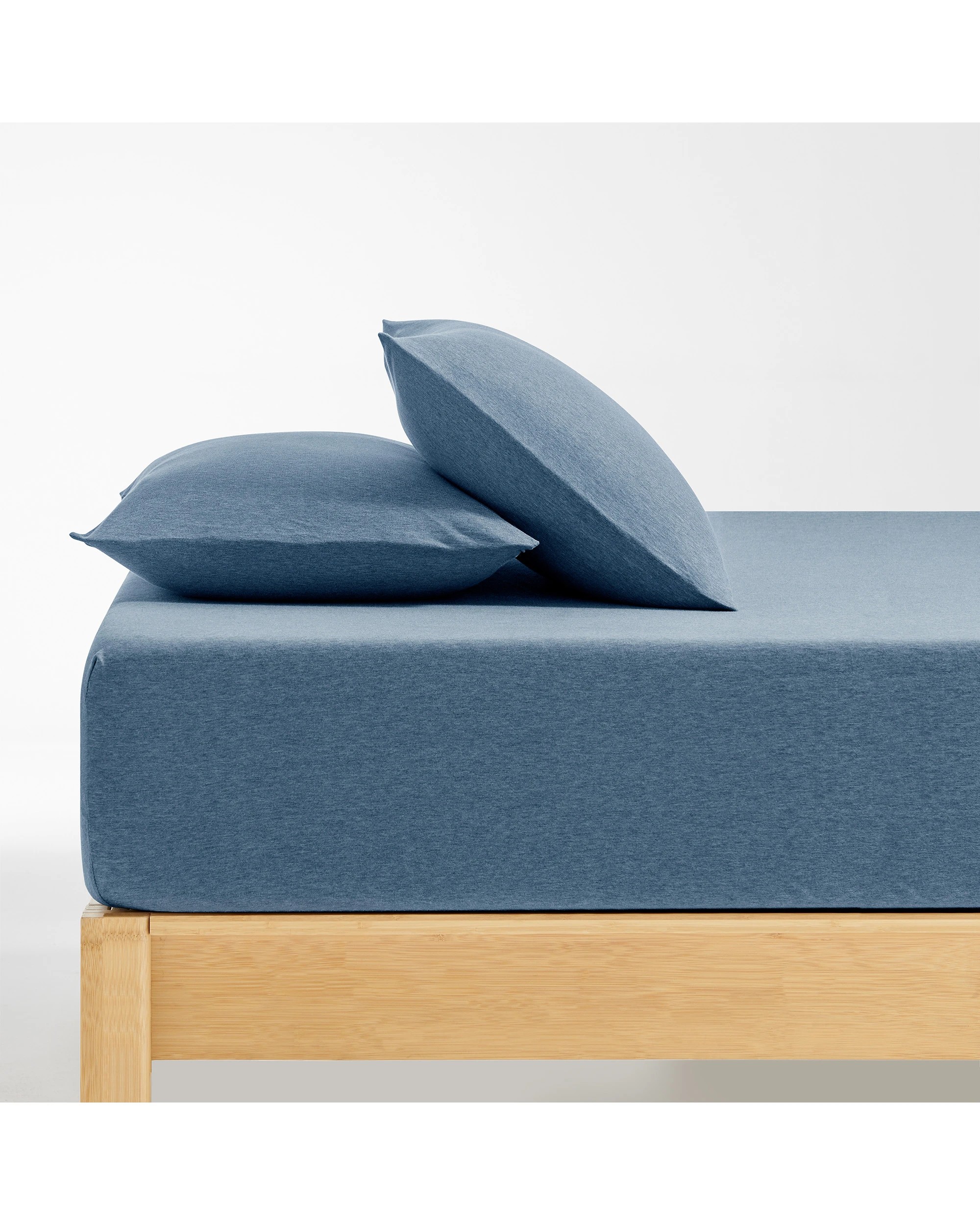 1 Dreamaker Jersey Luxe 100% Cotton Combo Fitted Sheet Set - King Single Bed - Denim, 1 of 6