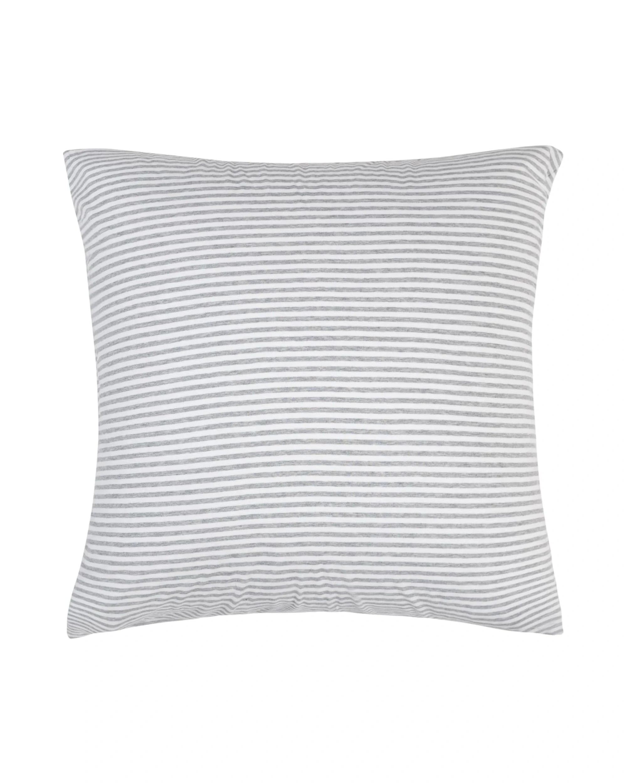 1 Gioia Casa Jersey Cotton European Pillowcase Soft Breathable Stretchy Grey Stripe, 1 of 3