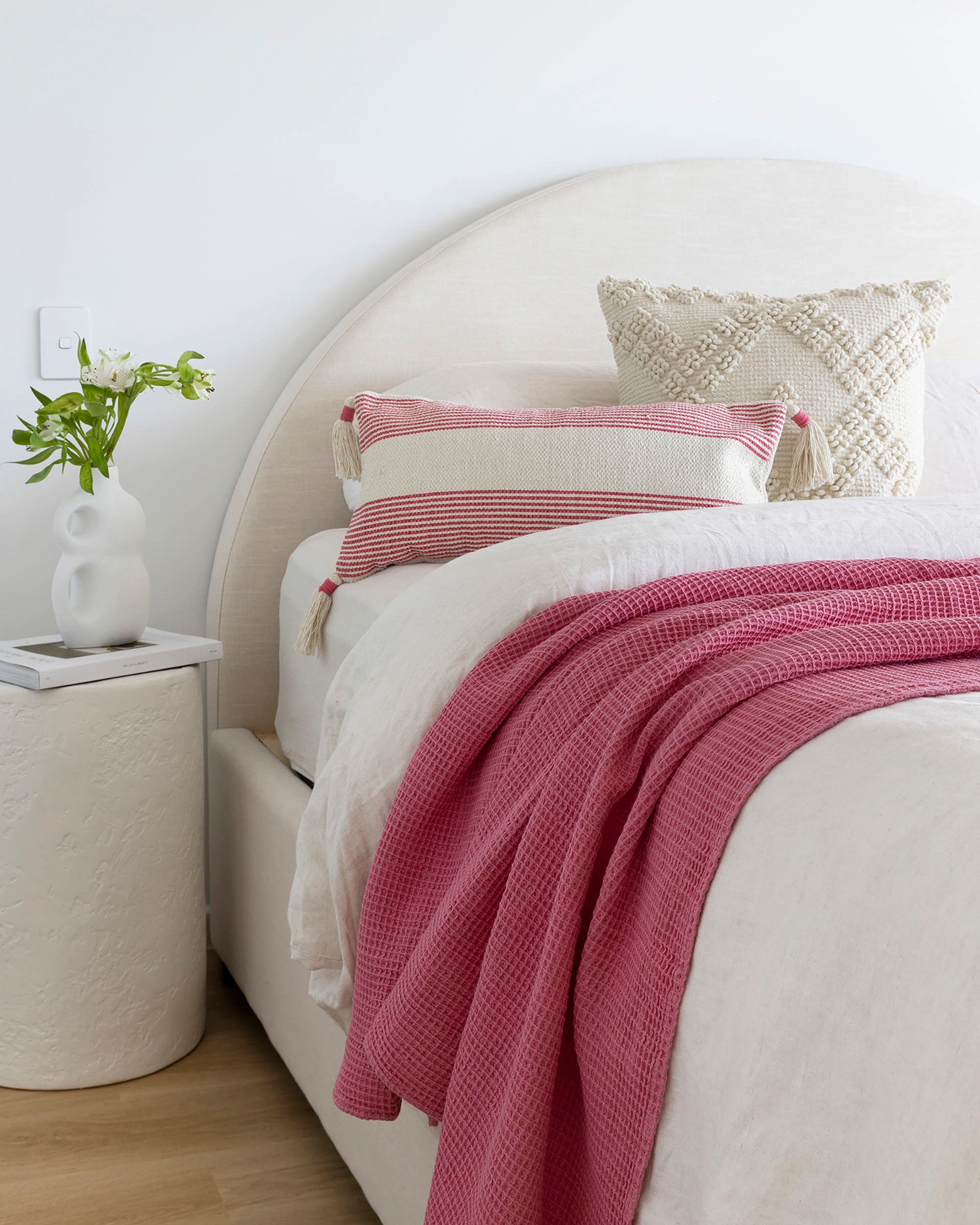 2 Bambury Cotton Waffle Throw 130x180cm - Pink, 2 of 3