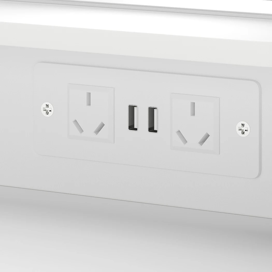 4 Levede Dressing Table Vanity Desk with Mirror and Lights 2 Drawers White, 4 of 8