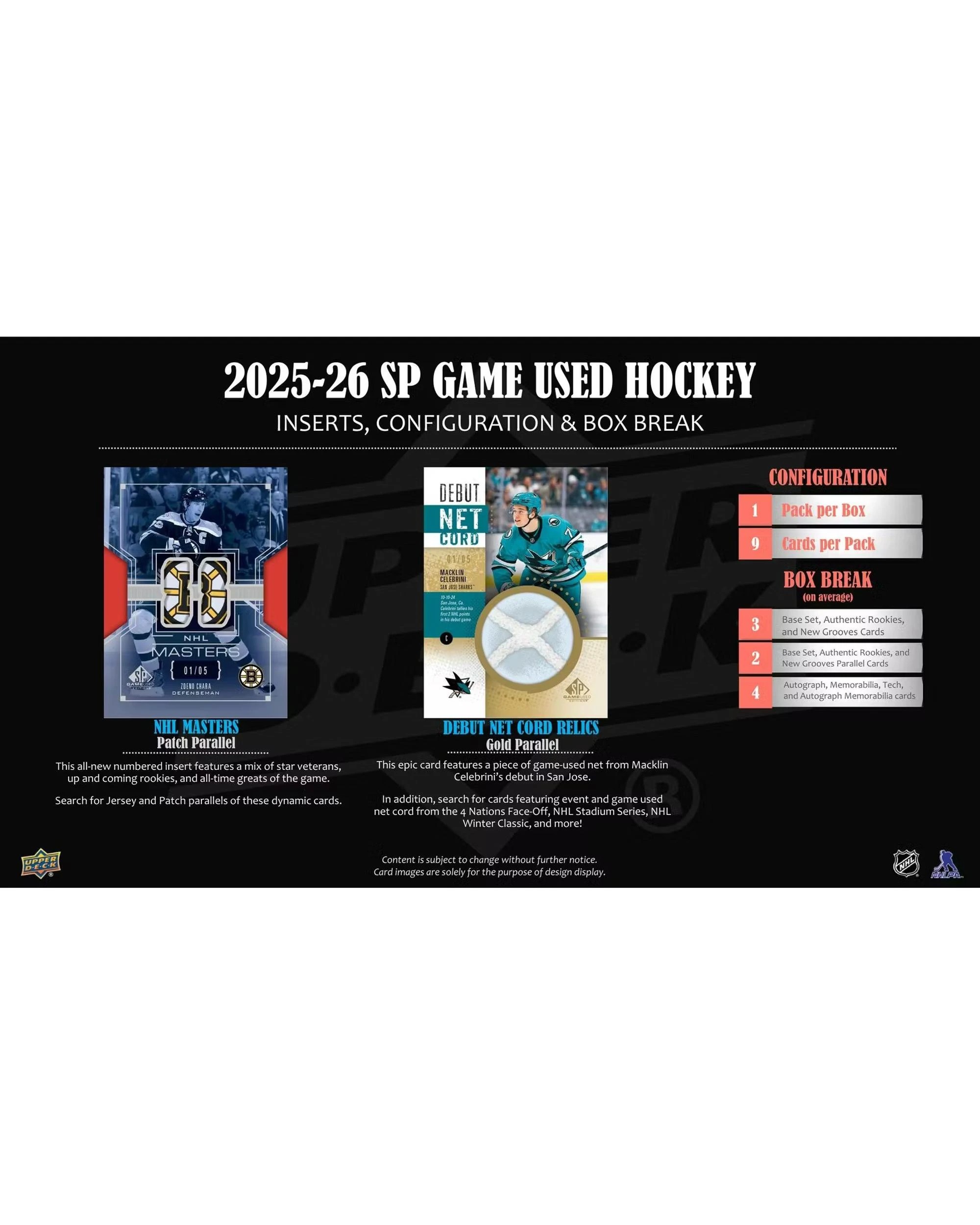 3 Upper Deck NHL 2025/2026 SP Game Used Hockey Hobby Box, 3 of 6