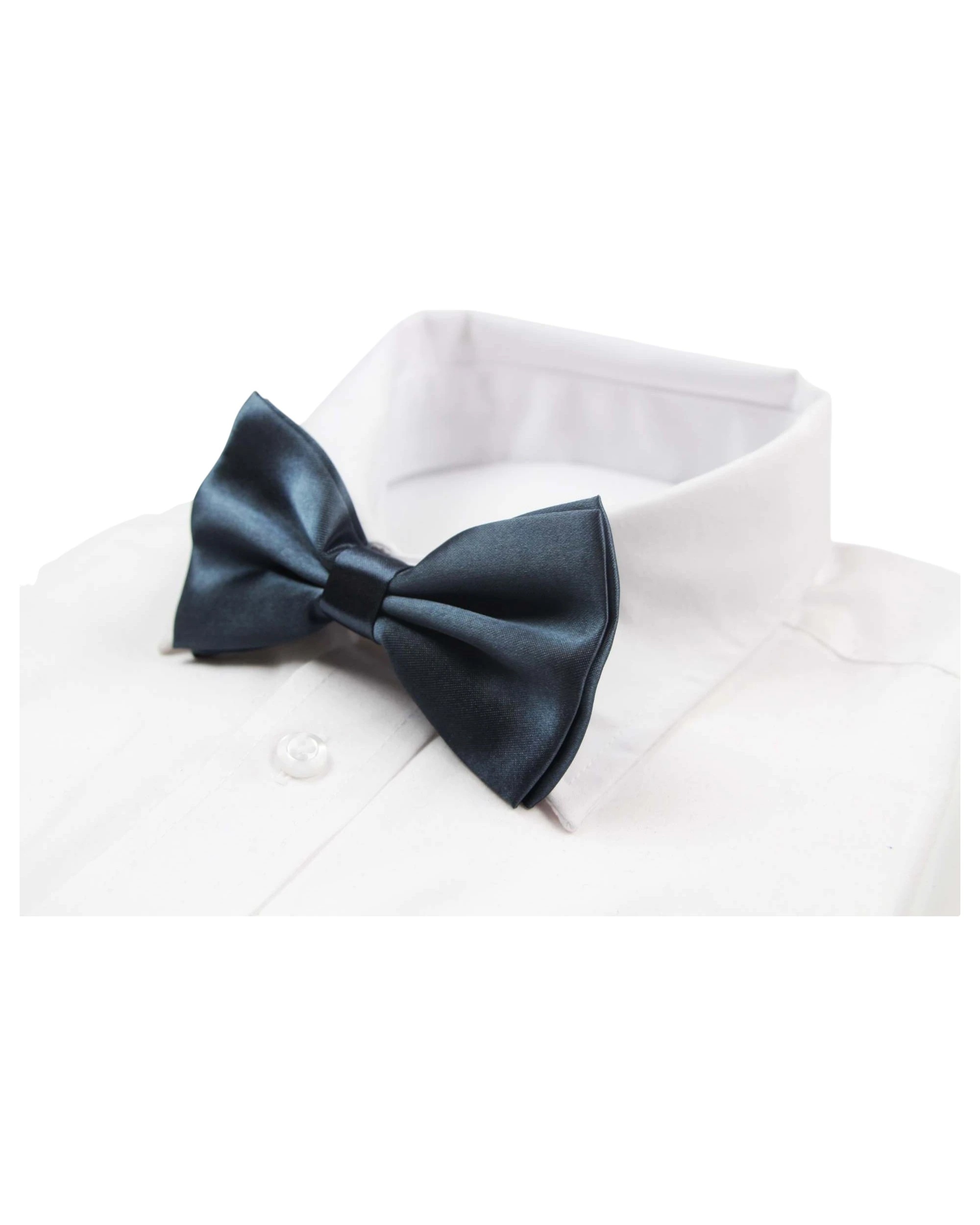 1 Zasel Mens Gunmetal Solid Plain Colour Bow Tie - Silver, 1 of 5