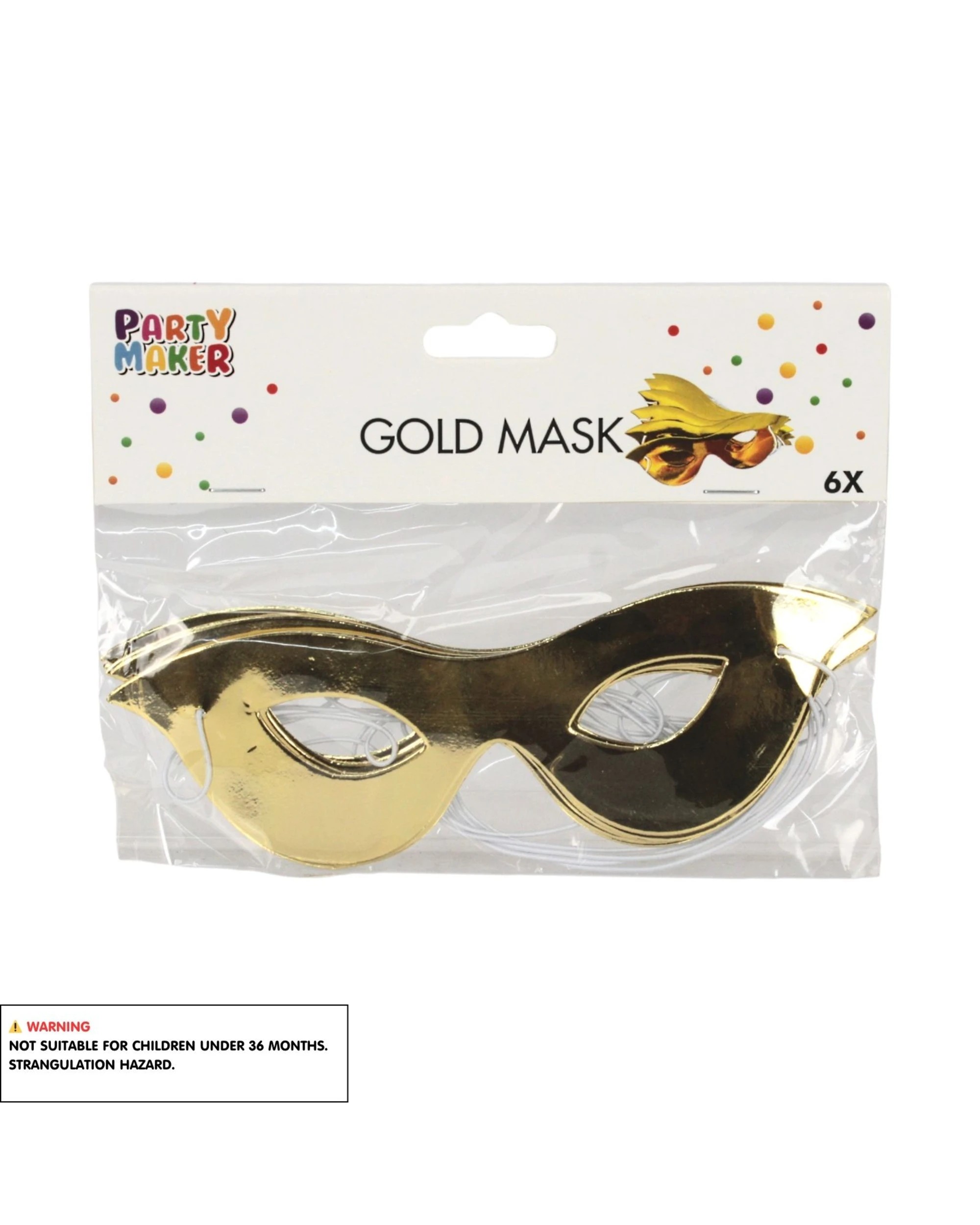 2 Party Maker Foil Masks Pack of 6 - Gold, 2 of 2