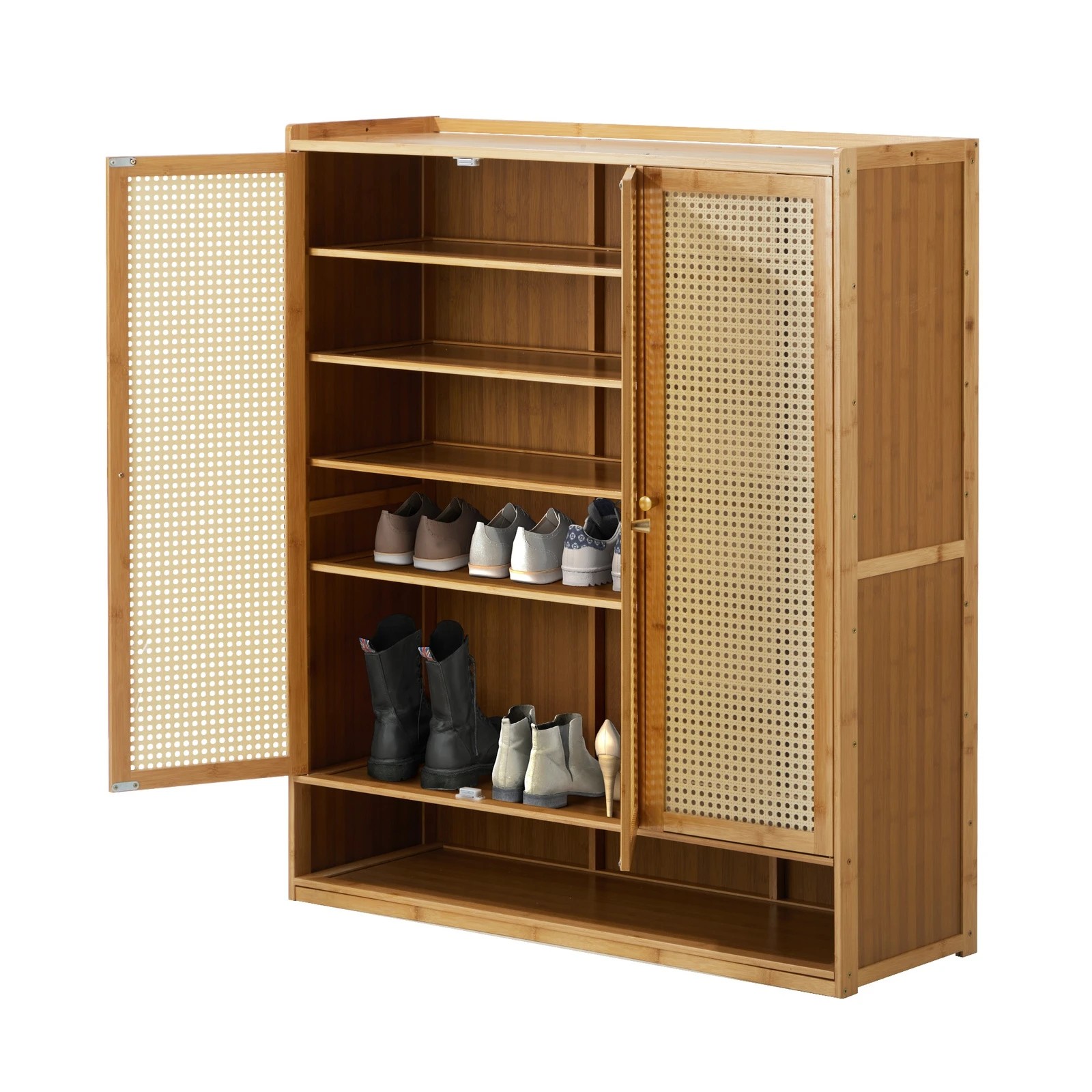 6 Oikiture Shoe Storage Cabinet Shoes Rack Organiser 7 Tier Shelf Rattan
 - Natural, 6 of 8