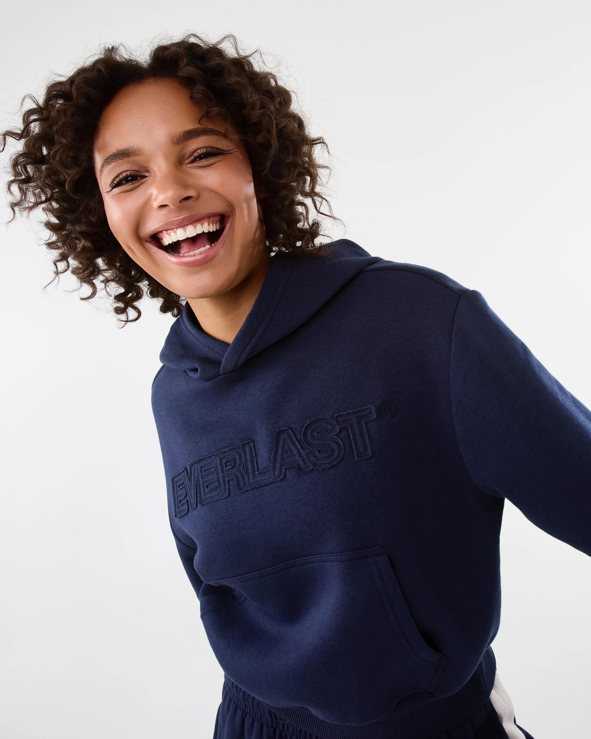 5 Everlast Womens Mid Length Cinched Hoodie Mood Indgo, 5 of 9