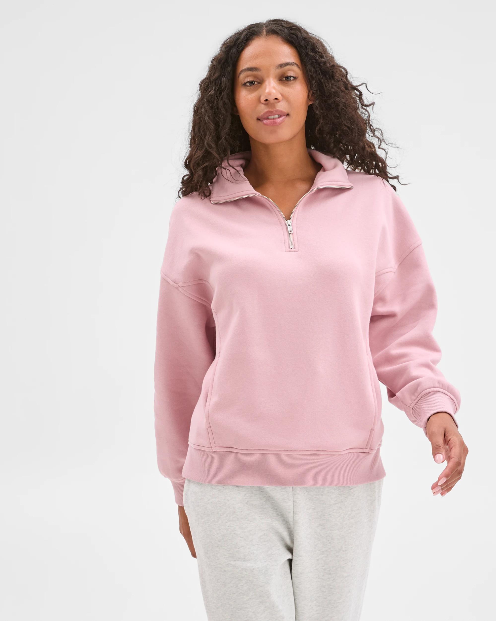 3 Target Woman Australian Cotton Blend 1/4 Zip Fleece Jumper DUSTY PINK, 3 of 5