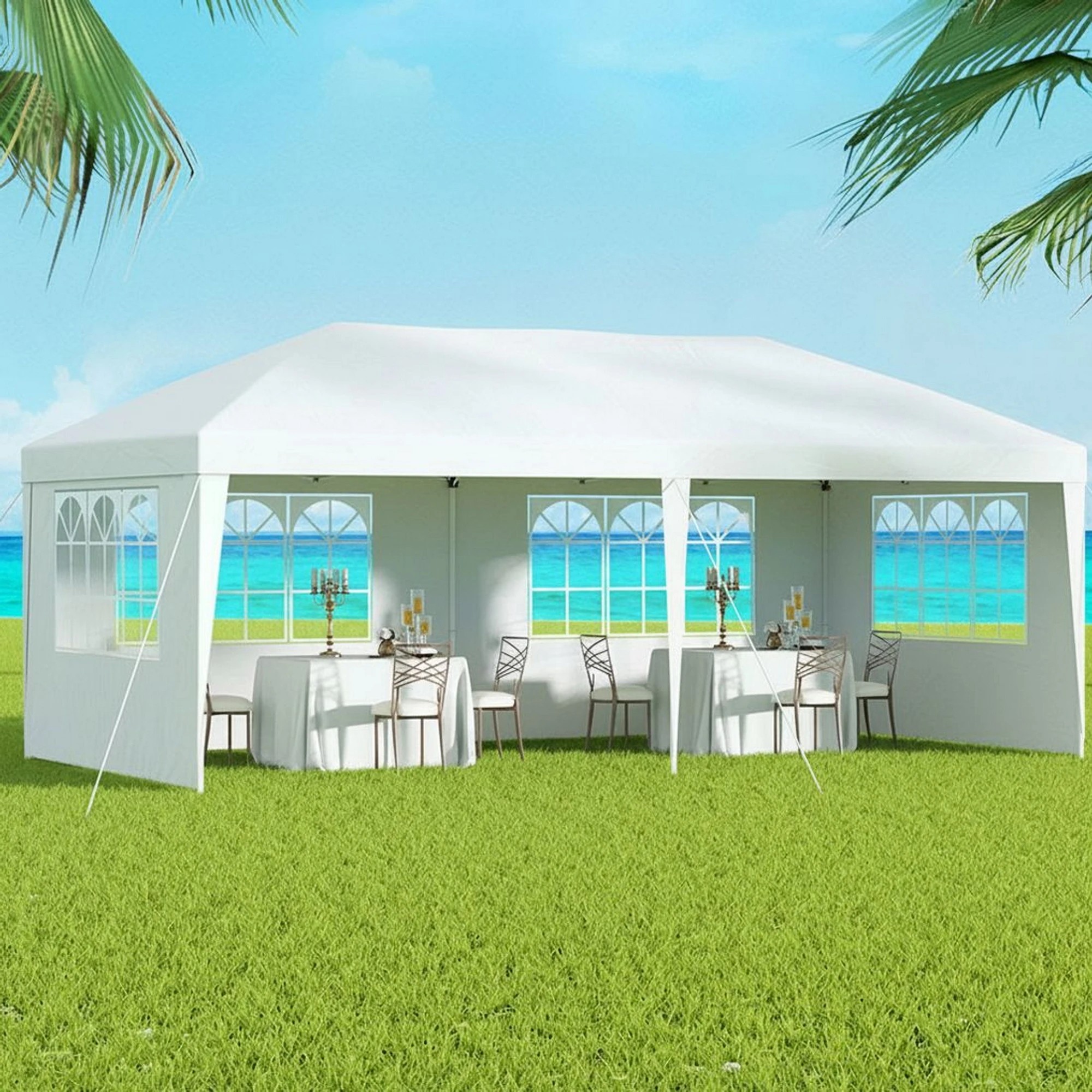2 Instahut Gazebo Pop Up Marquee  Wedding Party Outdoor Camping Tent Canopy Side Wall - White, 2 of 7