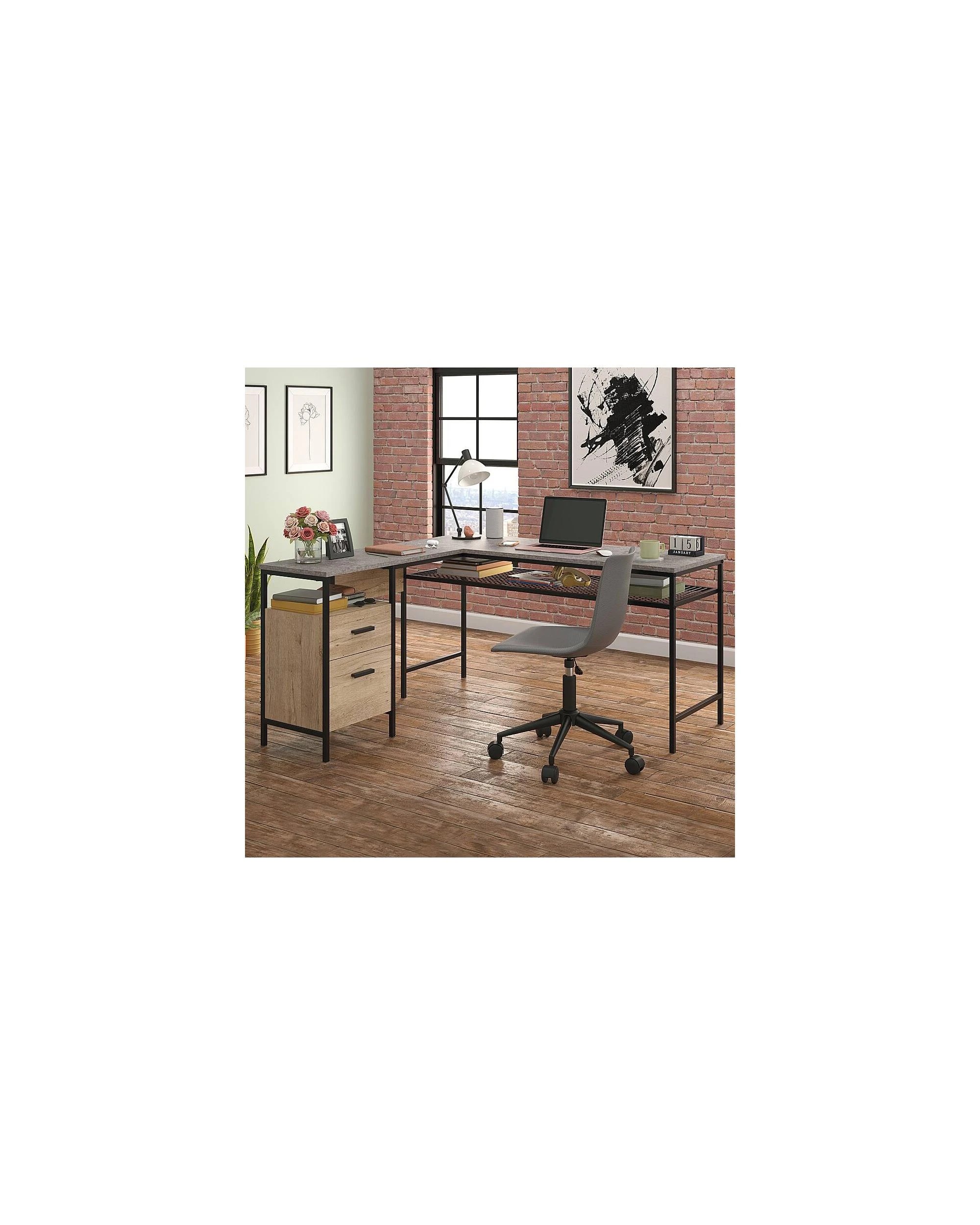2 Sauder Corner L Desk Slate and Black, 2 of 10