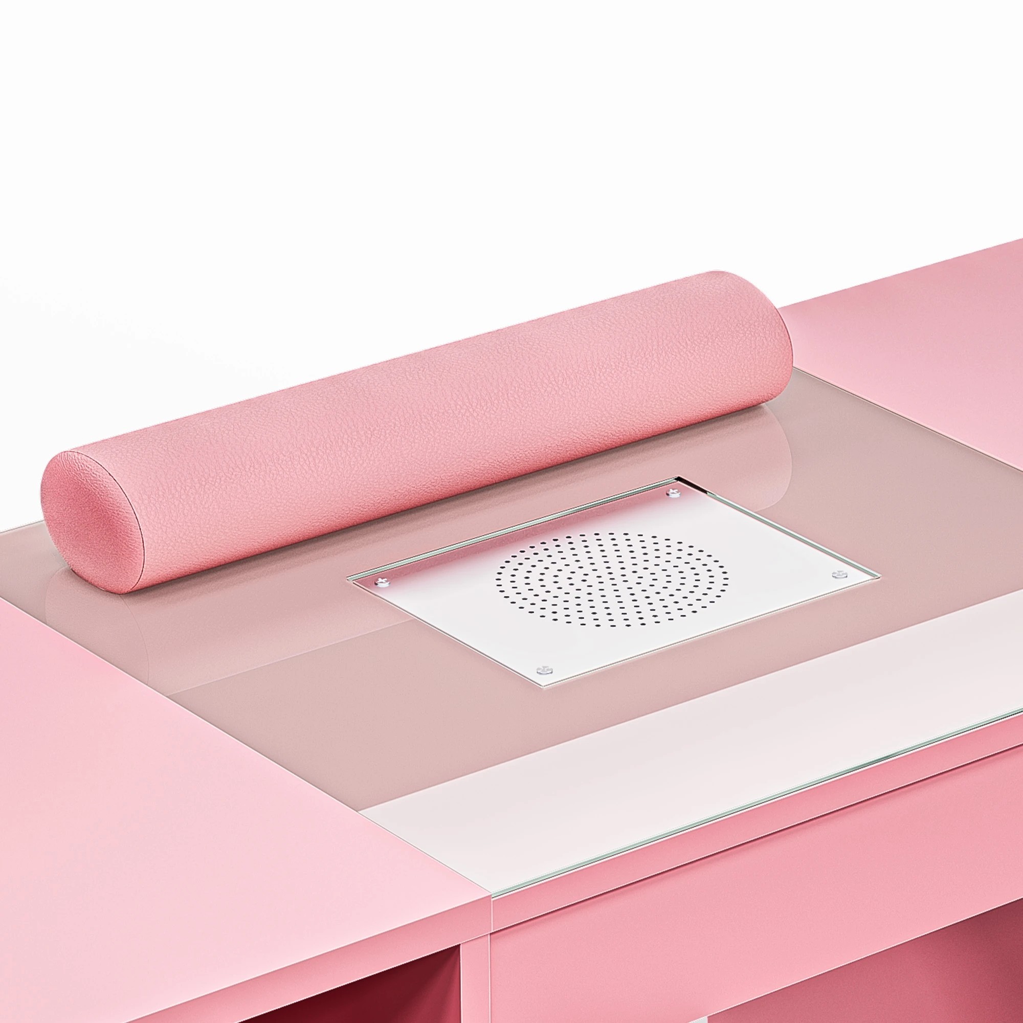 5 Advwin Manicure Table Vanity Desk With Dust Collector Glass Top Storage Cabinet
 - Pink, 5 of 10