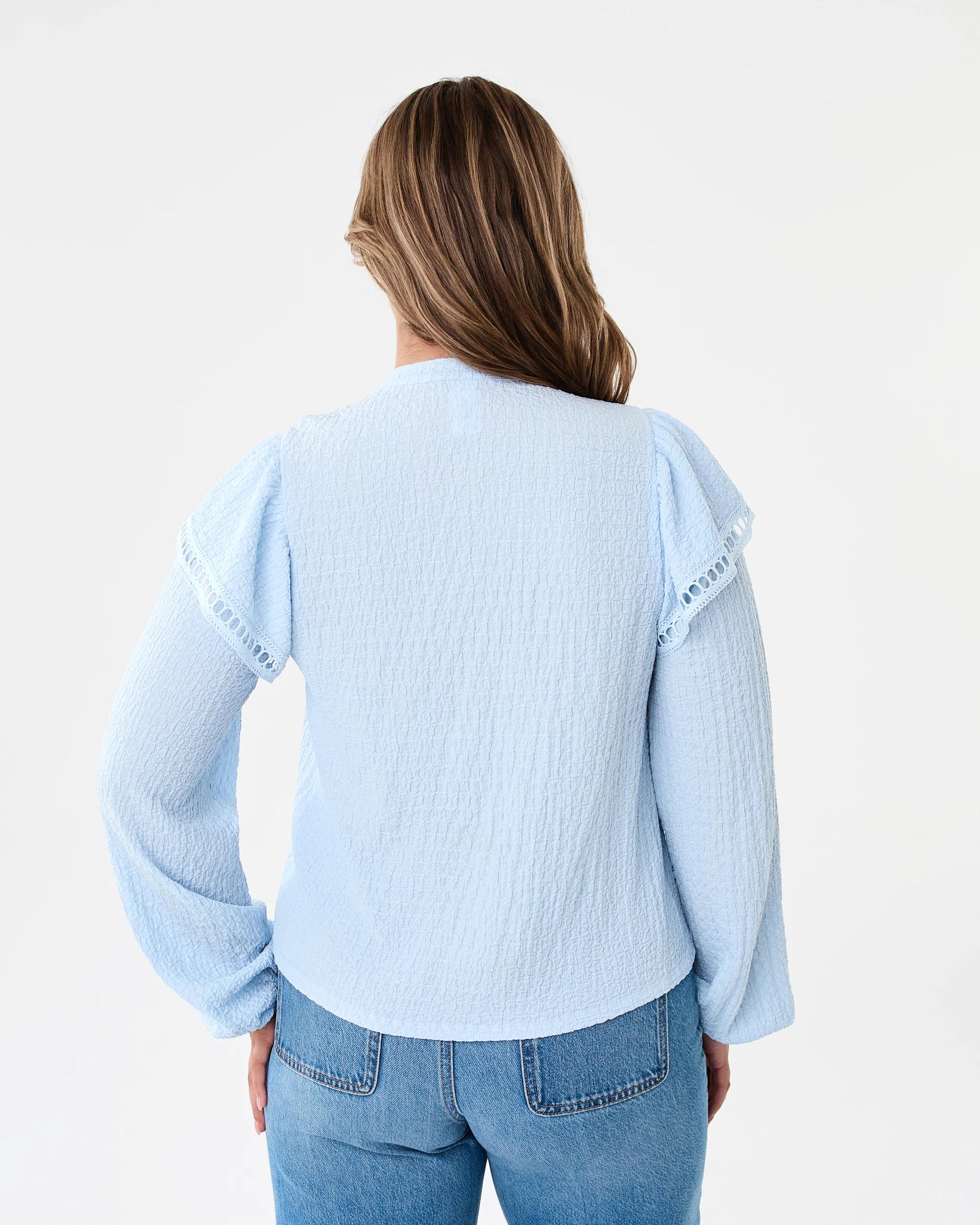 4 Long Sleeve Ruffle Detail Top Powd Blue, 4 of 7