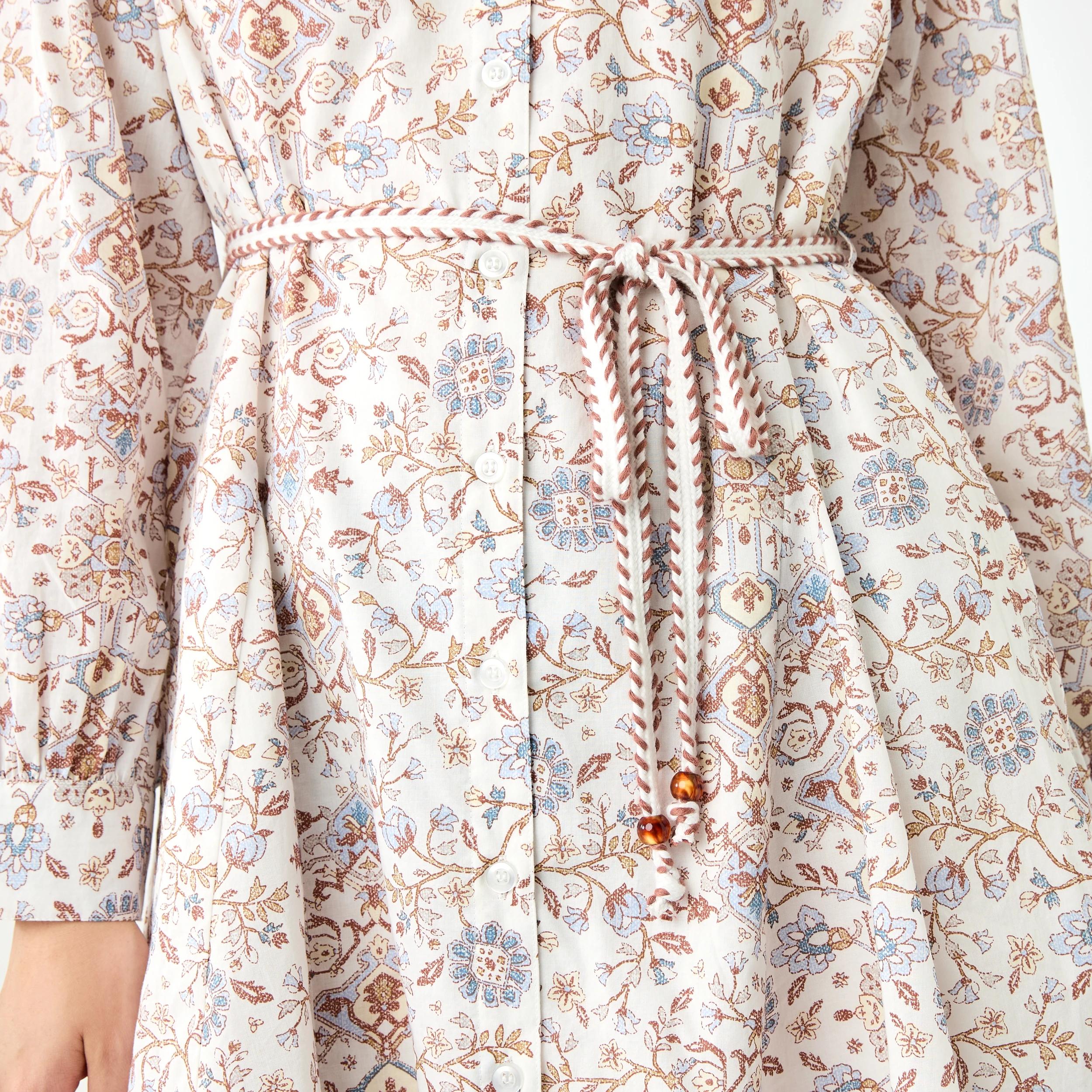 7 Long Balloon Sleeve Tie Waist Mini Dress BOHO FLORAL BRUNI BLUE, 7 of 10