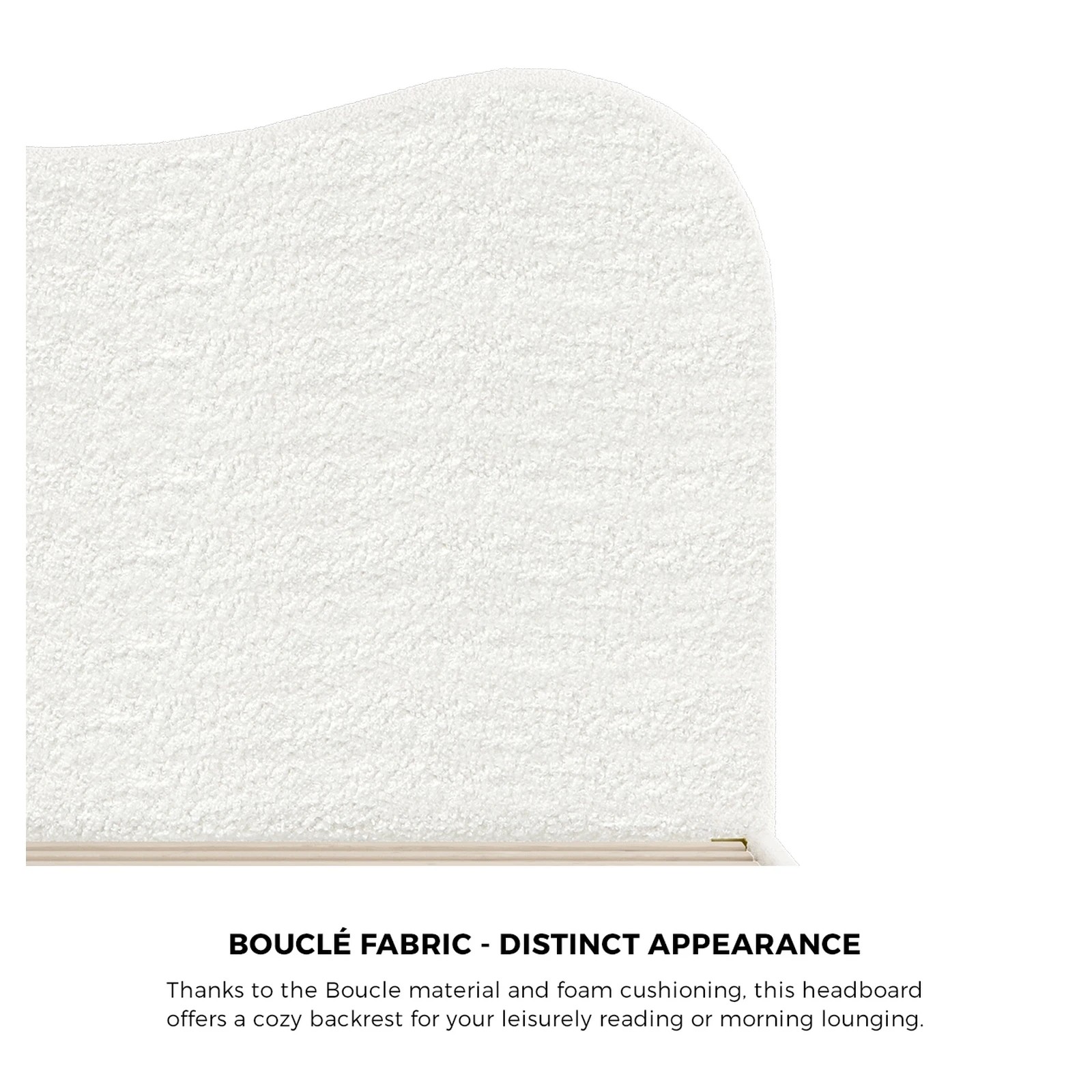 4 Oikiture Queen Bed Frame Boucle Cloud Shape Headboard
 - White, 4 of 10