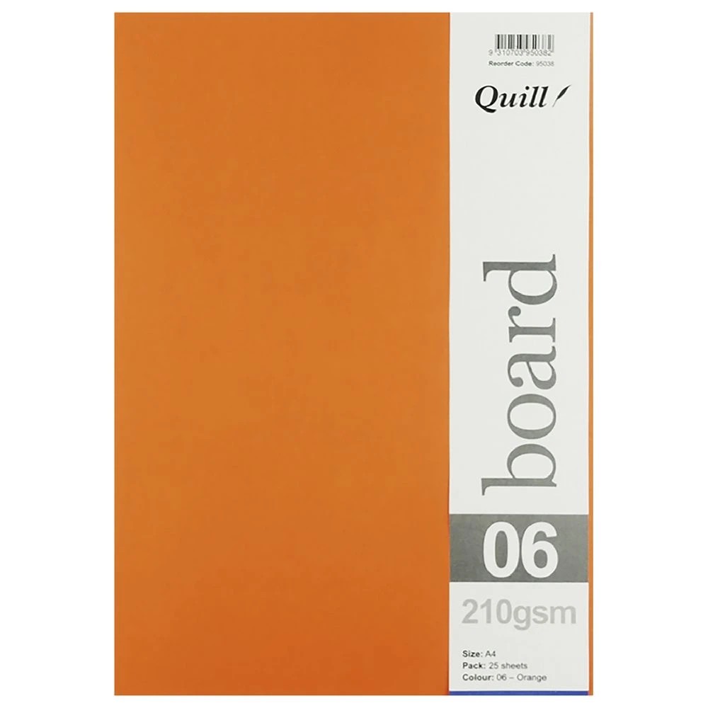 3 Quill A4 210gsm Board Orange 25 Pack, 3 of 4