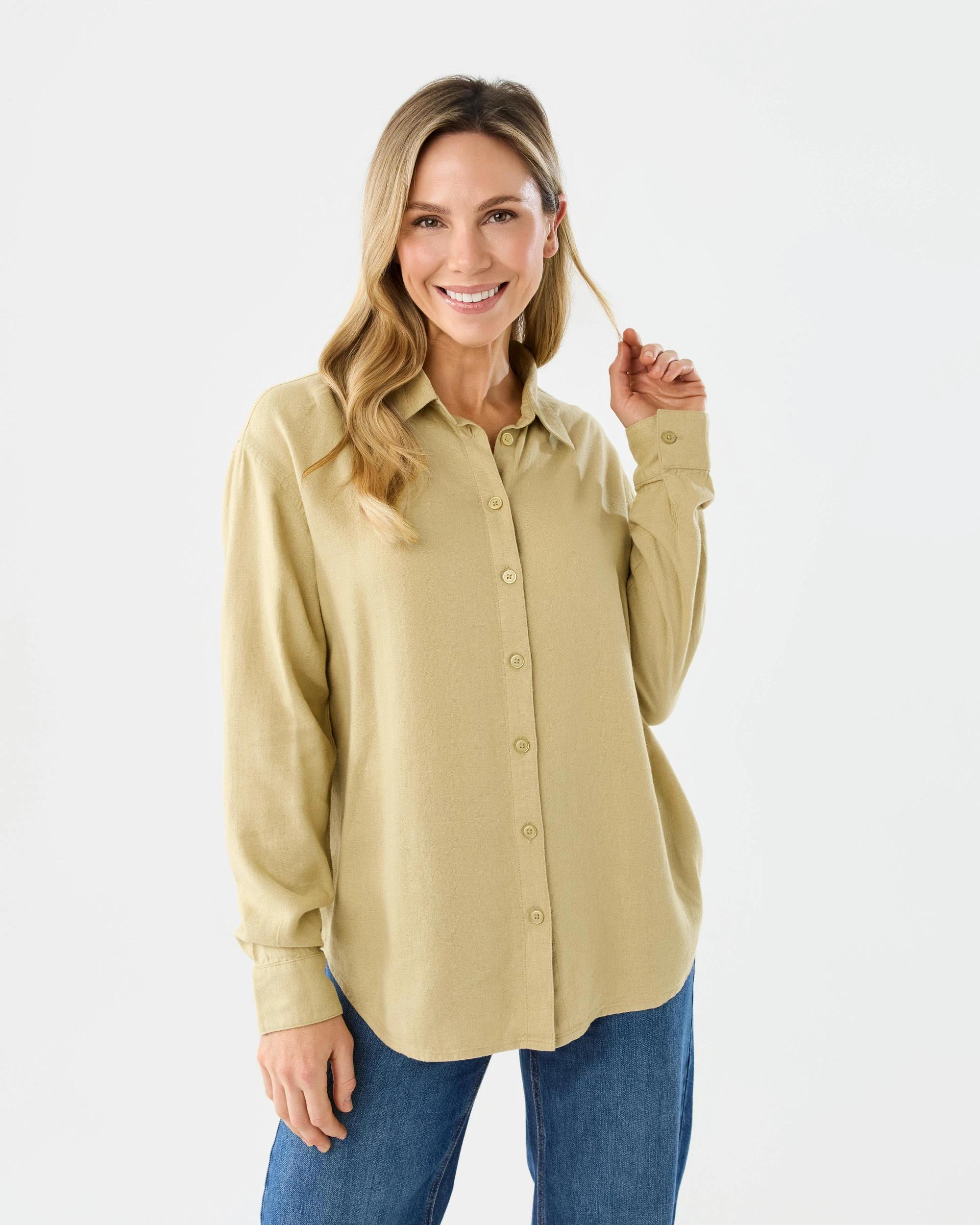 2 Long Sleeve Linen Blend Shirt Dust Beige, 2 of 7