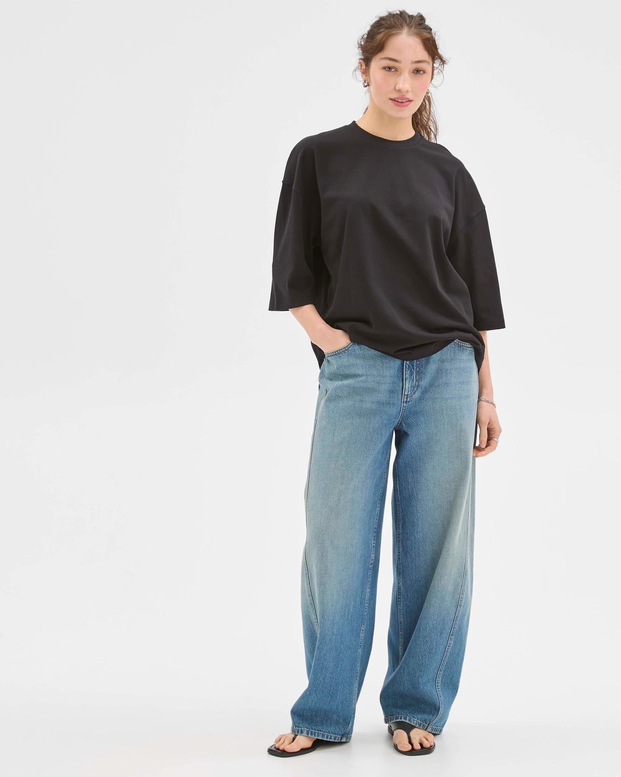 5 Lily Loves Oversized Australian Cotton T-Shirt BLACK, 5 of 6