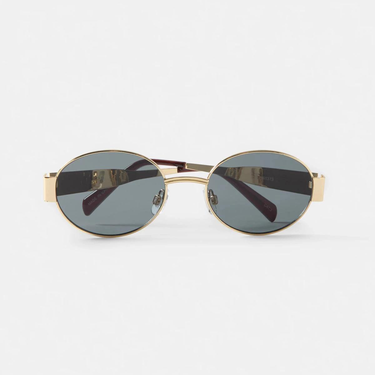 2 Oval Metal Sunglasses Gold, 2 of 8