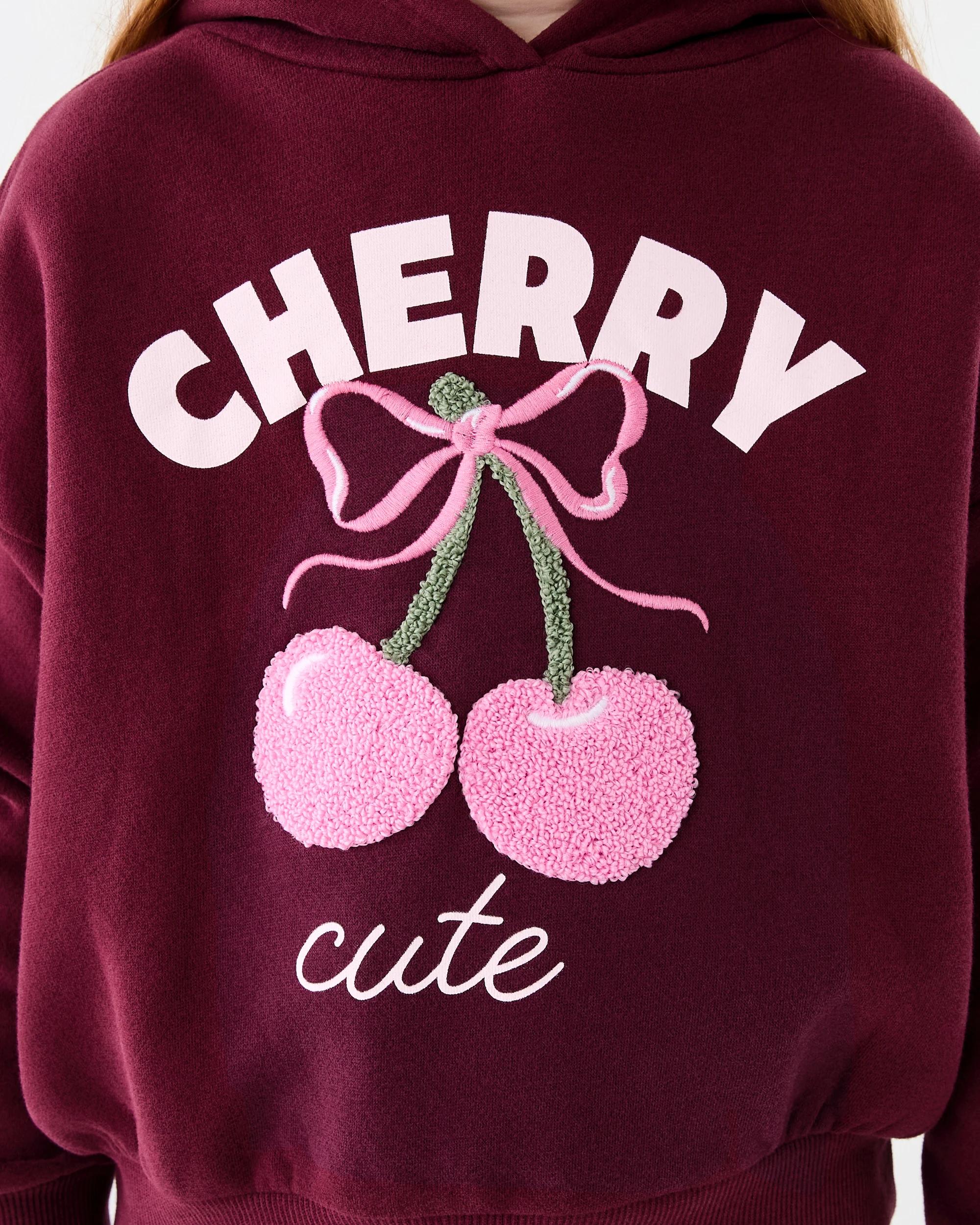 5 Oversized Sequin Embroidered Hoodie Red Cherry, 5 of 8