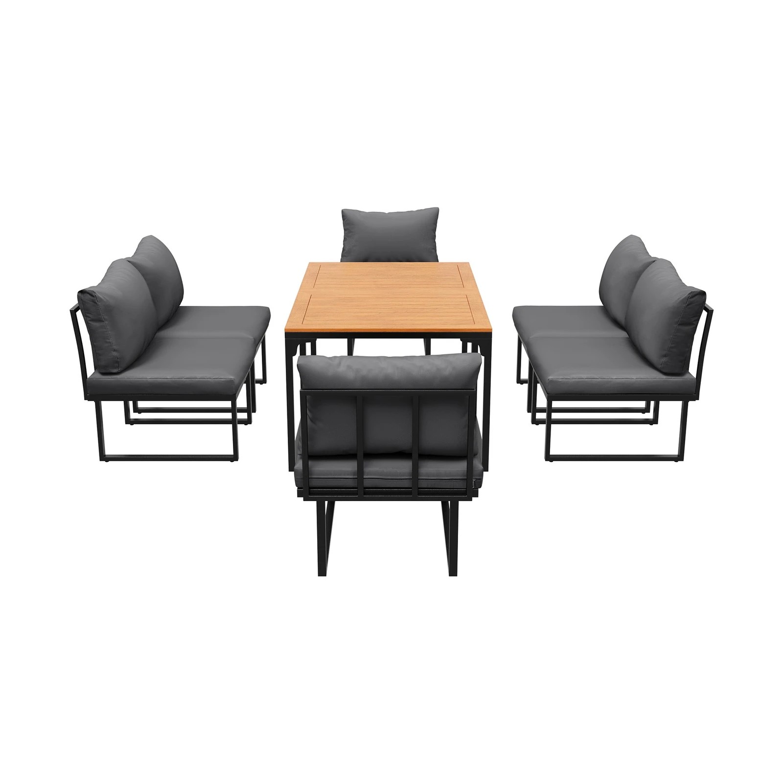 6 Livsip 6 Seater Outdoor Dining Sofa Set Lounge Furniture with Cushions - Multi, 6 of 8