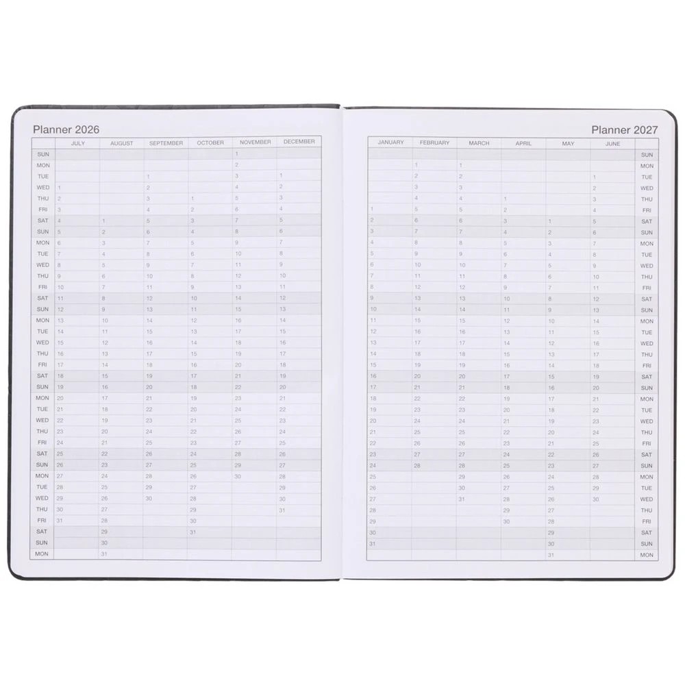 4 J.Burrows A4 Week-To-View Embossed Diary FY26/27 Black, 4 of 6
