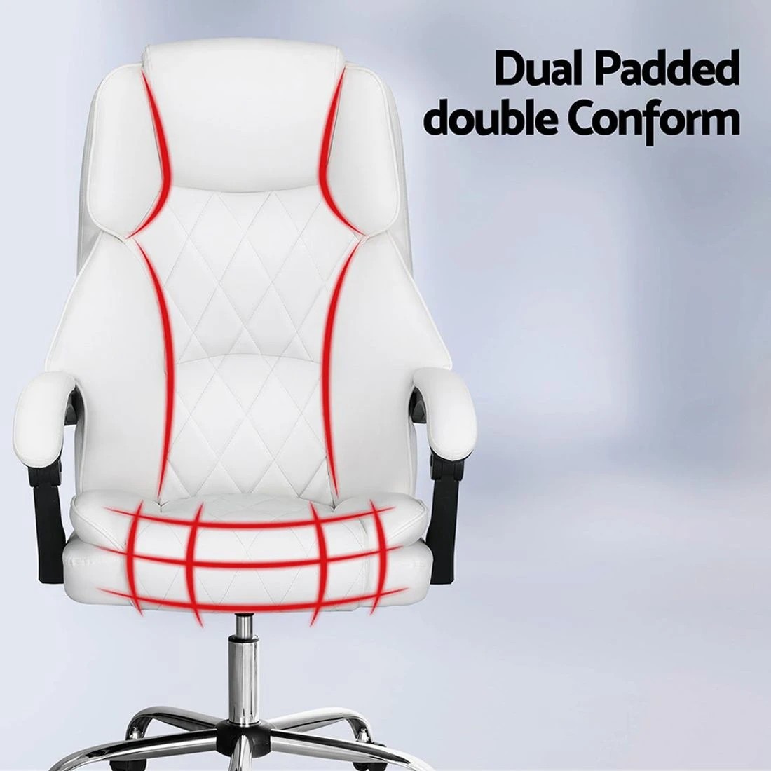 5 Artiss Executive Office Chair Leather Recliner - White, 5 of 7