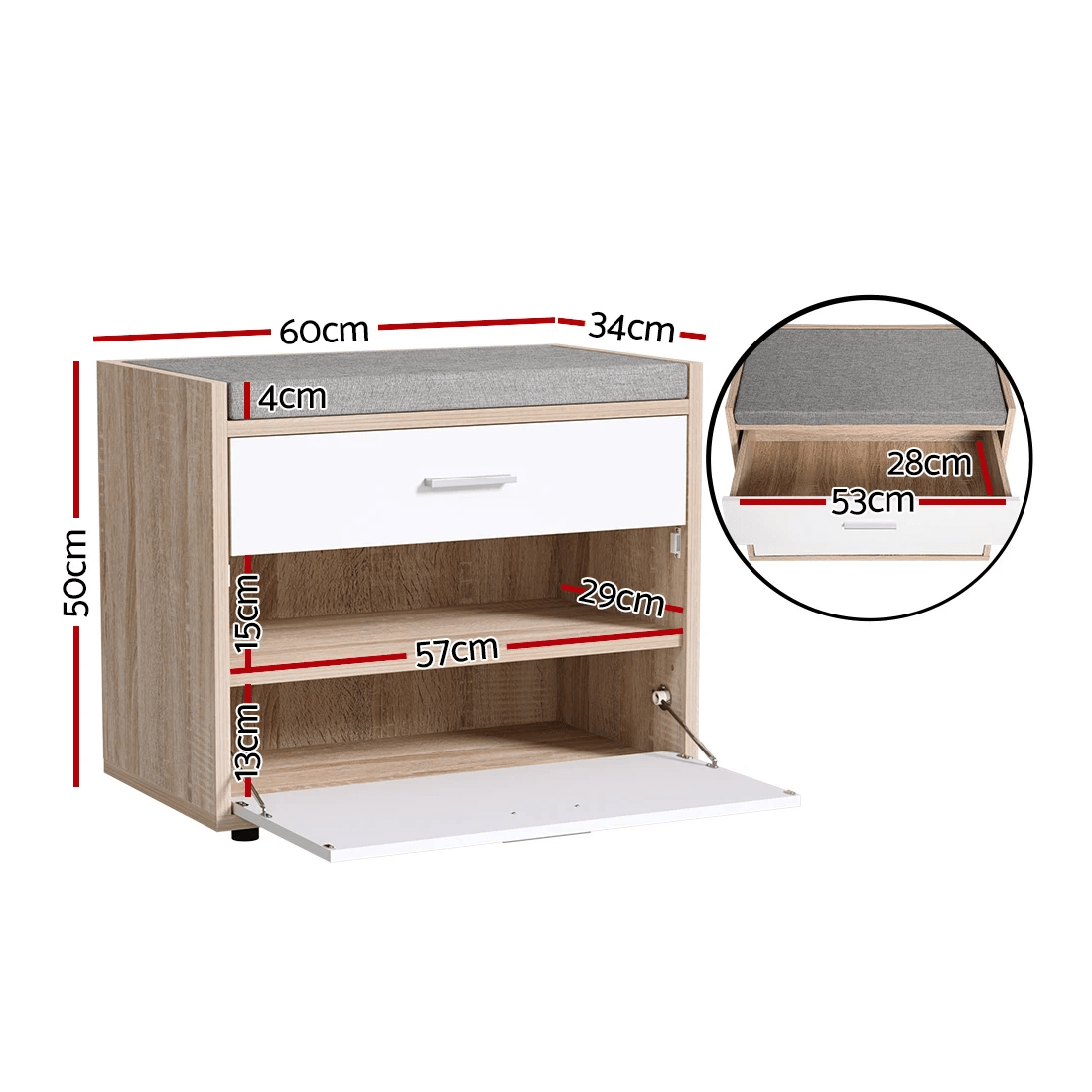 2 Artiss Shoe Rack Cabinet Bench 8 Pairs Niva - Multi, 2 of 6