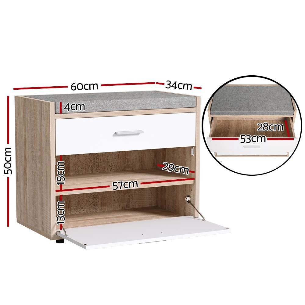 2 Artiss Shoe Rack Cabinet Bench 8 Pairs Niva - Multi, 2 of 6