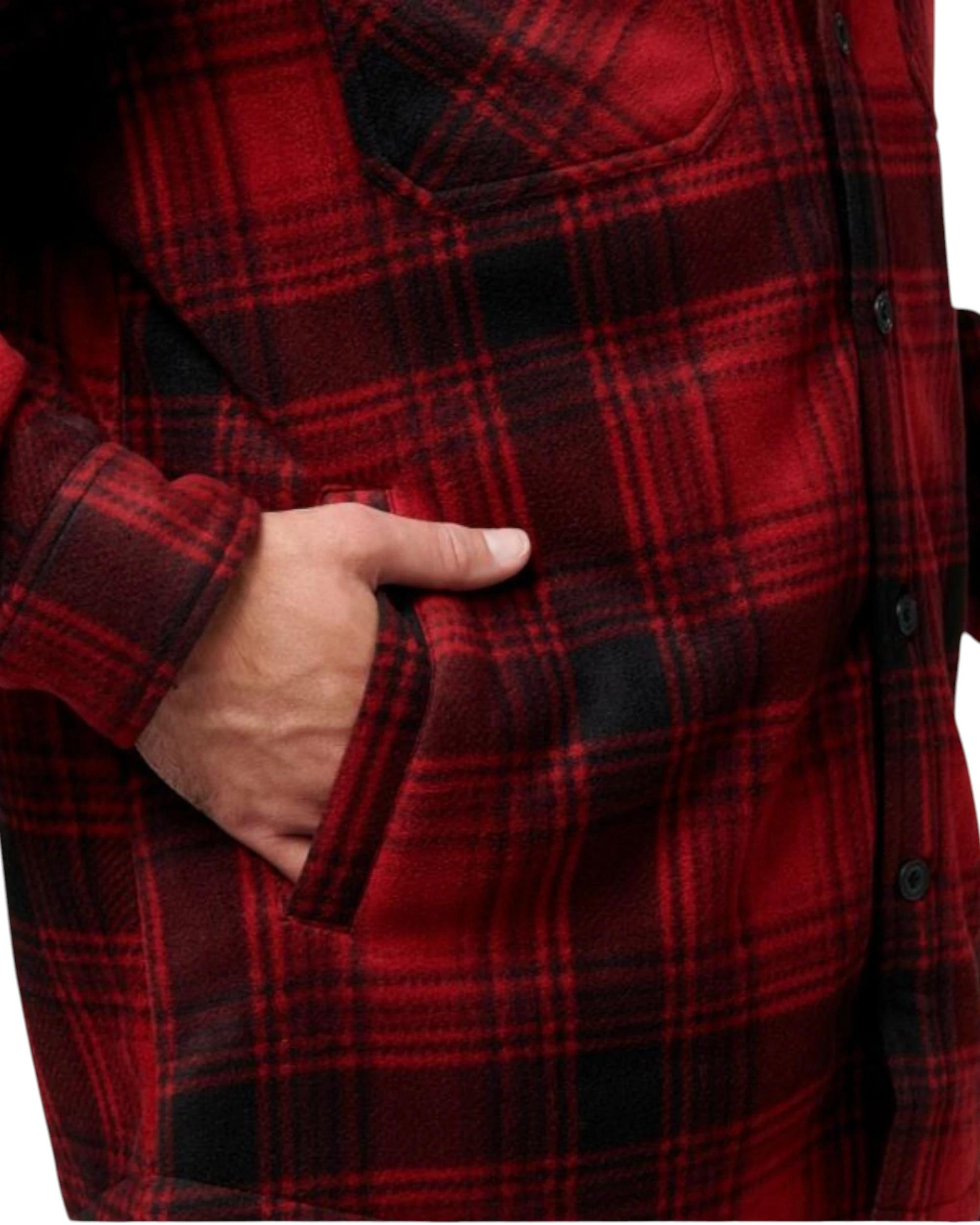 6 Hard Yakka Mens Legends Sherpa Fleece Jacket Shirt Camper Red With Free Beanie CAMPER RED, 6 of 9