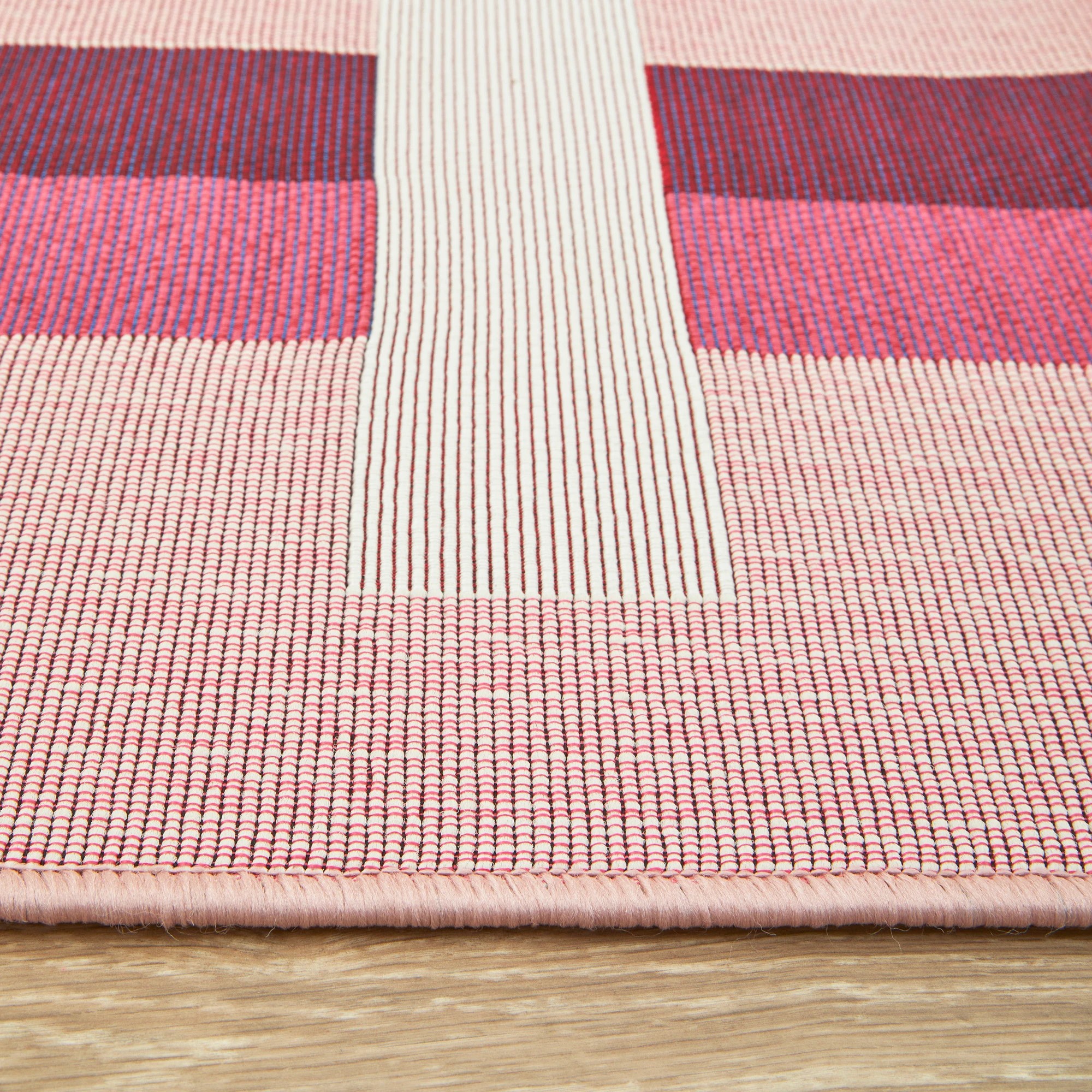 4 Common Ground Rugs Horizon Lattice 160x100cm - Small Pet Friendly Outdoor Floor Rug - Red - Pink, 4 of 9