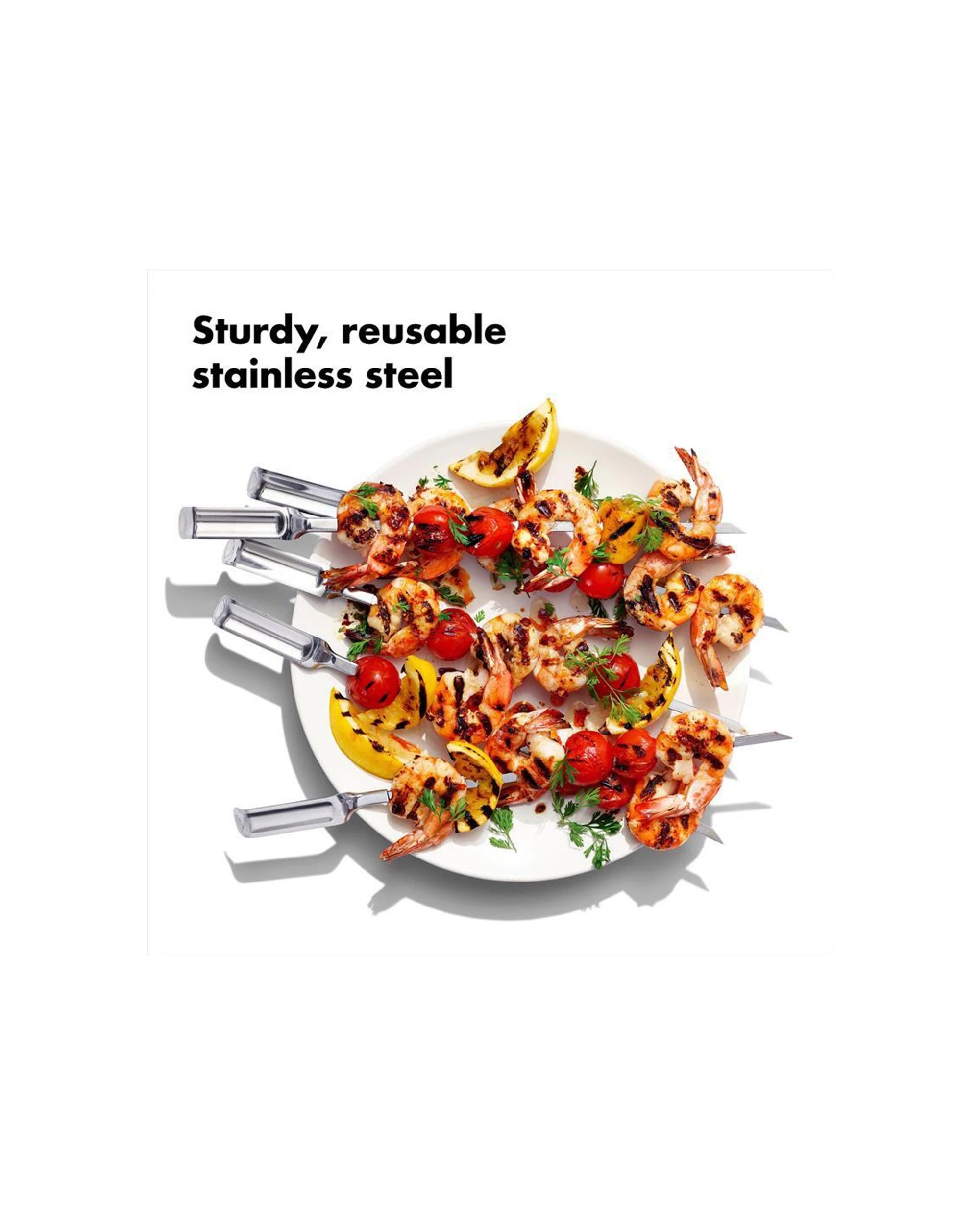 3 Oxo 6pc Stainless Steel Grilling Skewer Set Flat Design Dishwasher Safe - Silver, 3 of 6