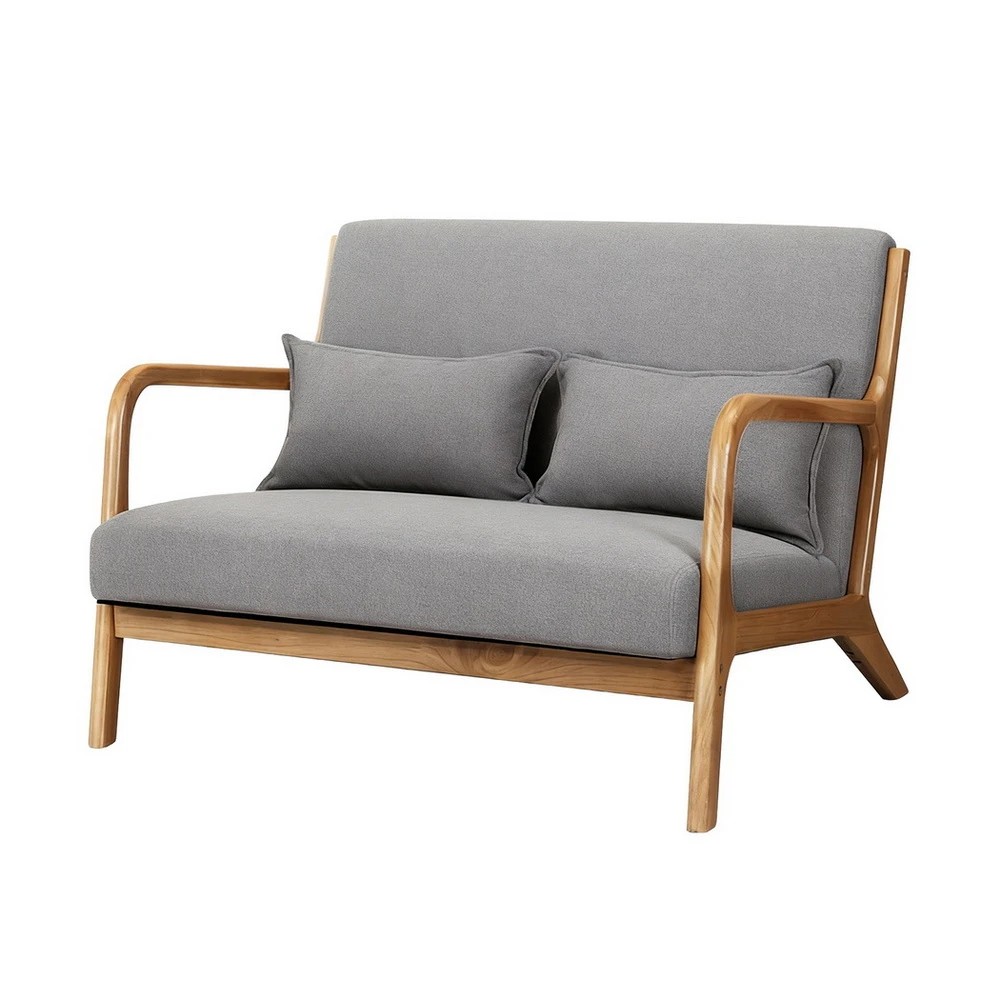 1 Artiss Armchair 2-seater Loveseat Fabric - Grey, 1 of 10