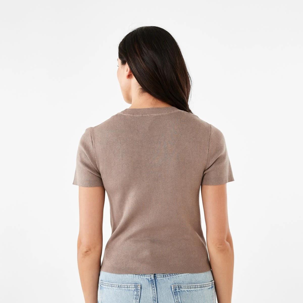 3 Short Sleeve True Knit Fitted T-shirt DEEP TAUPE, 3 of 5