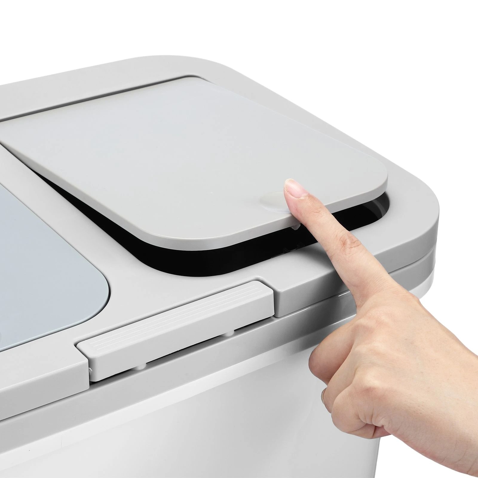 5 Dr FUSSY 38L 2 Tier Rubbish Recycling Bin with Wheels 3 Compartment Kitchen Waste Sorter Removable Buckets, 5 of 6